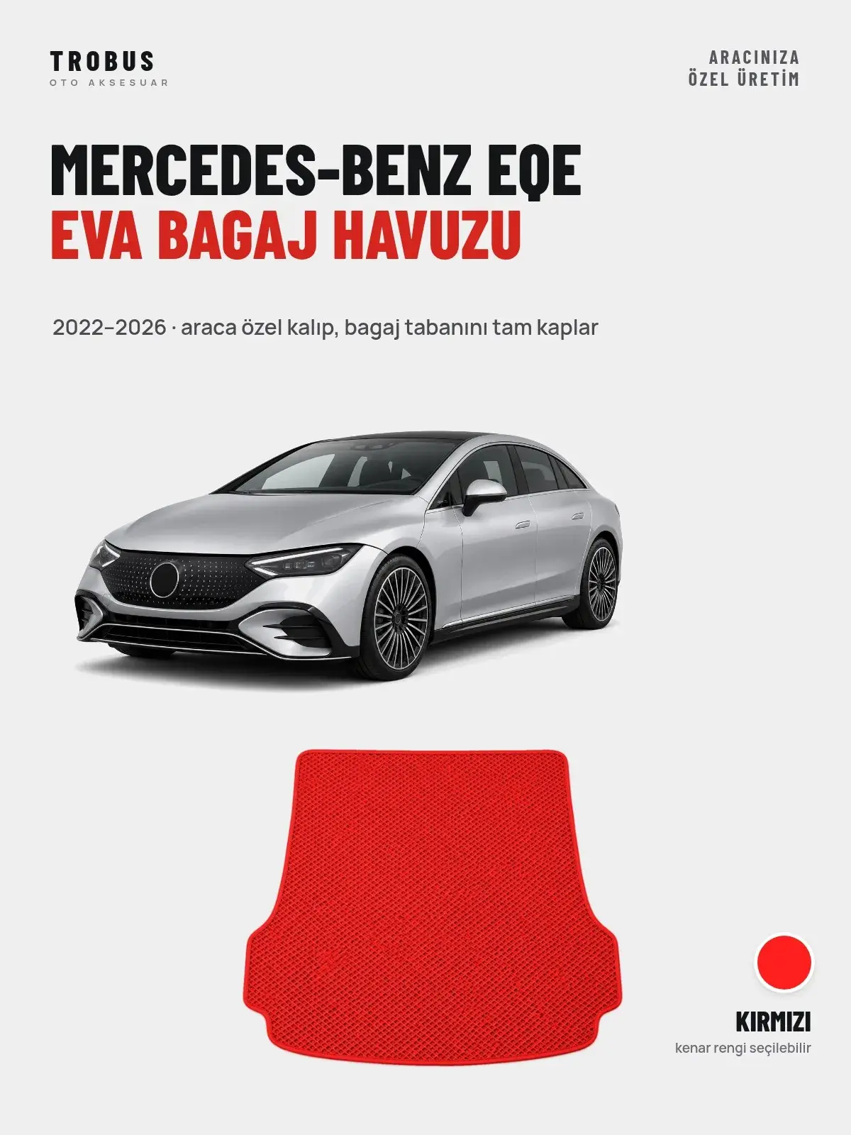Mercedes-Benz EQE EVA Bagaj Havuzu (2022–2026) Kırmızı – Araca Özel Kalıp (1)