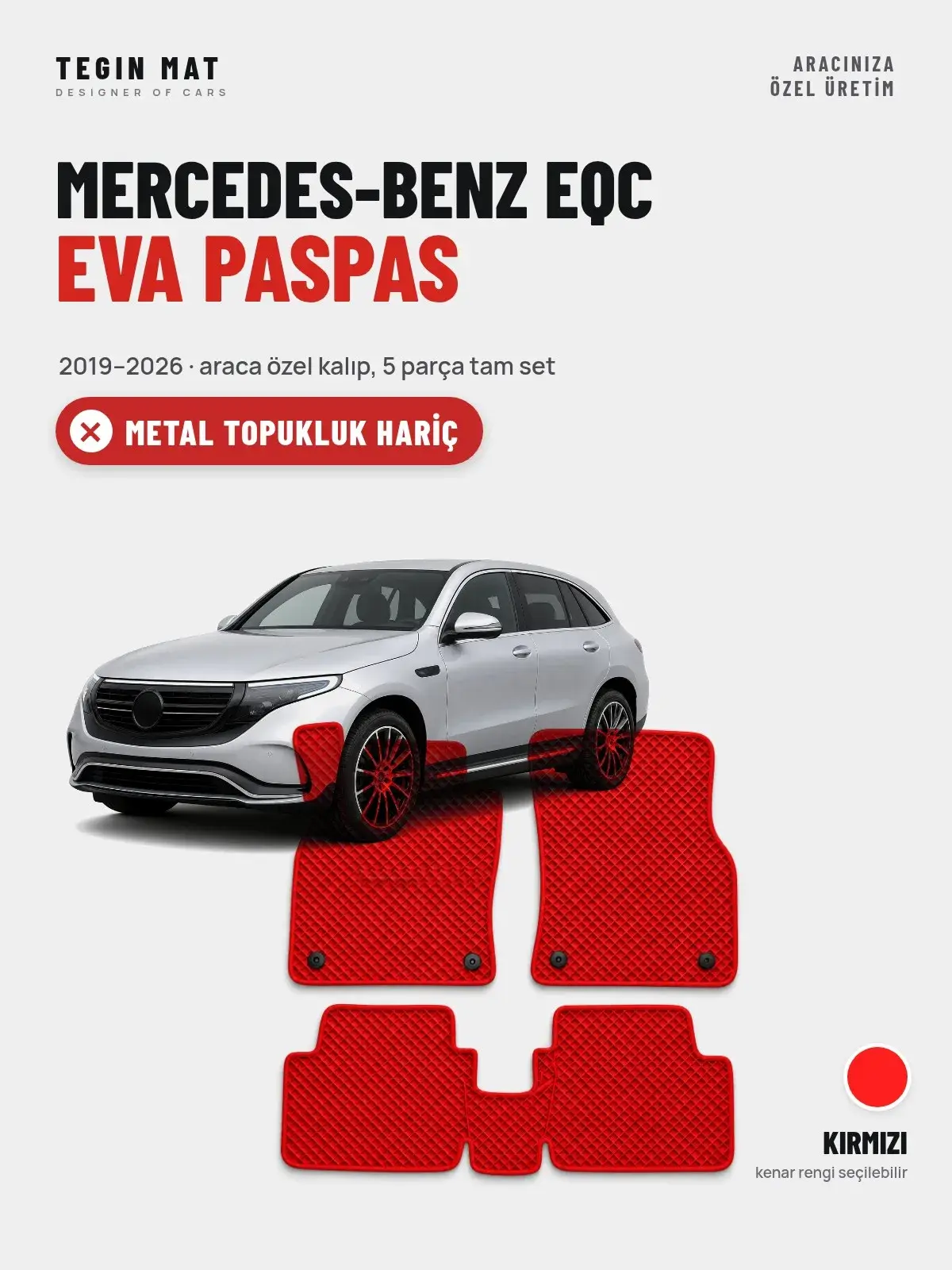 Mercedes-Benz EQC EVA Oto Paspas Tam Set (2019–2026) Kırmızı – Metal Topukluk Hariç (1)
