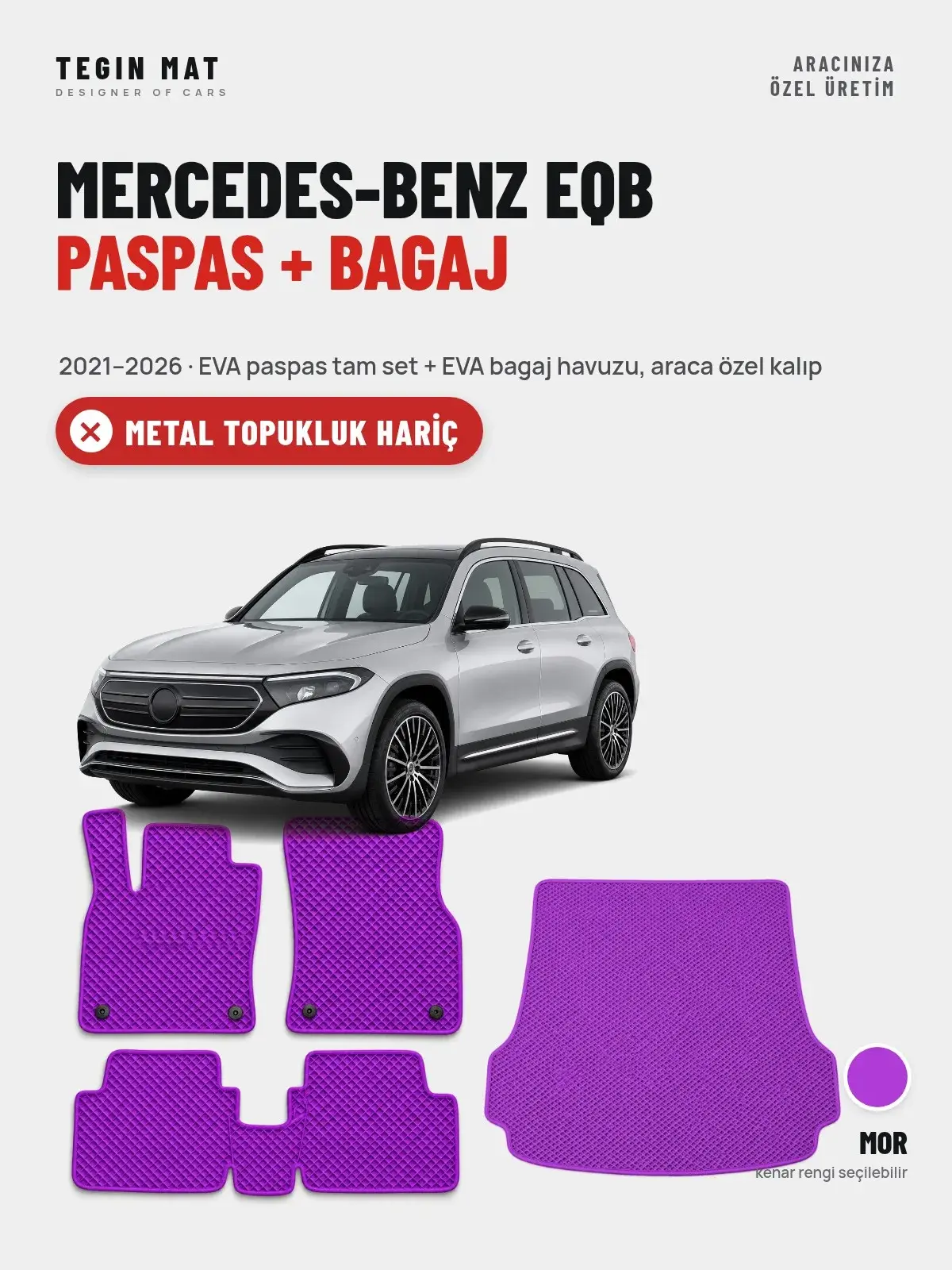 Mercedes-Benz EQB EVA Paspas + Bagaj Havuzu Seti (2021–2026) Mor – Metal Topukluk Hariç (1)