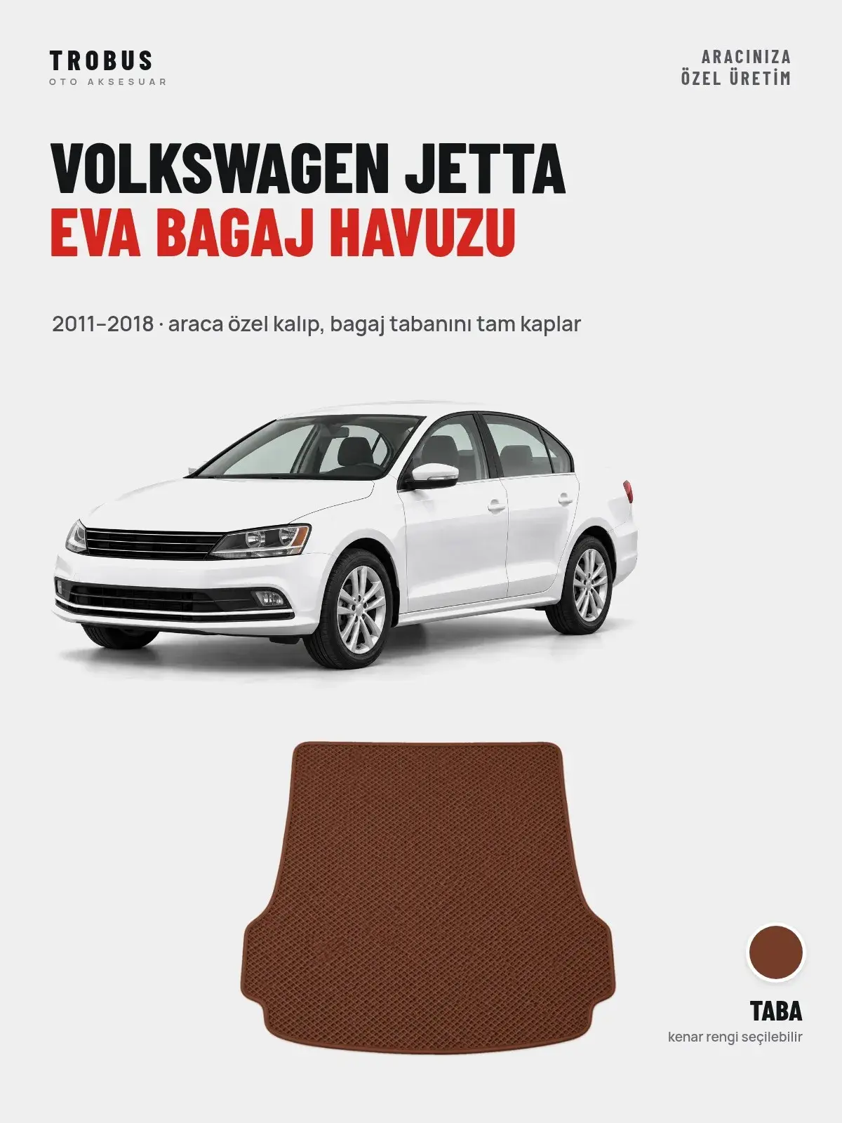 Volkswagen Jetta EVA Bagaj Havuzu (2011–2018) Taba – Araca Özel Kalıp (1)