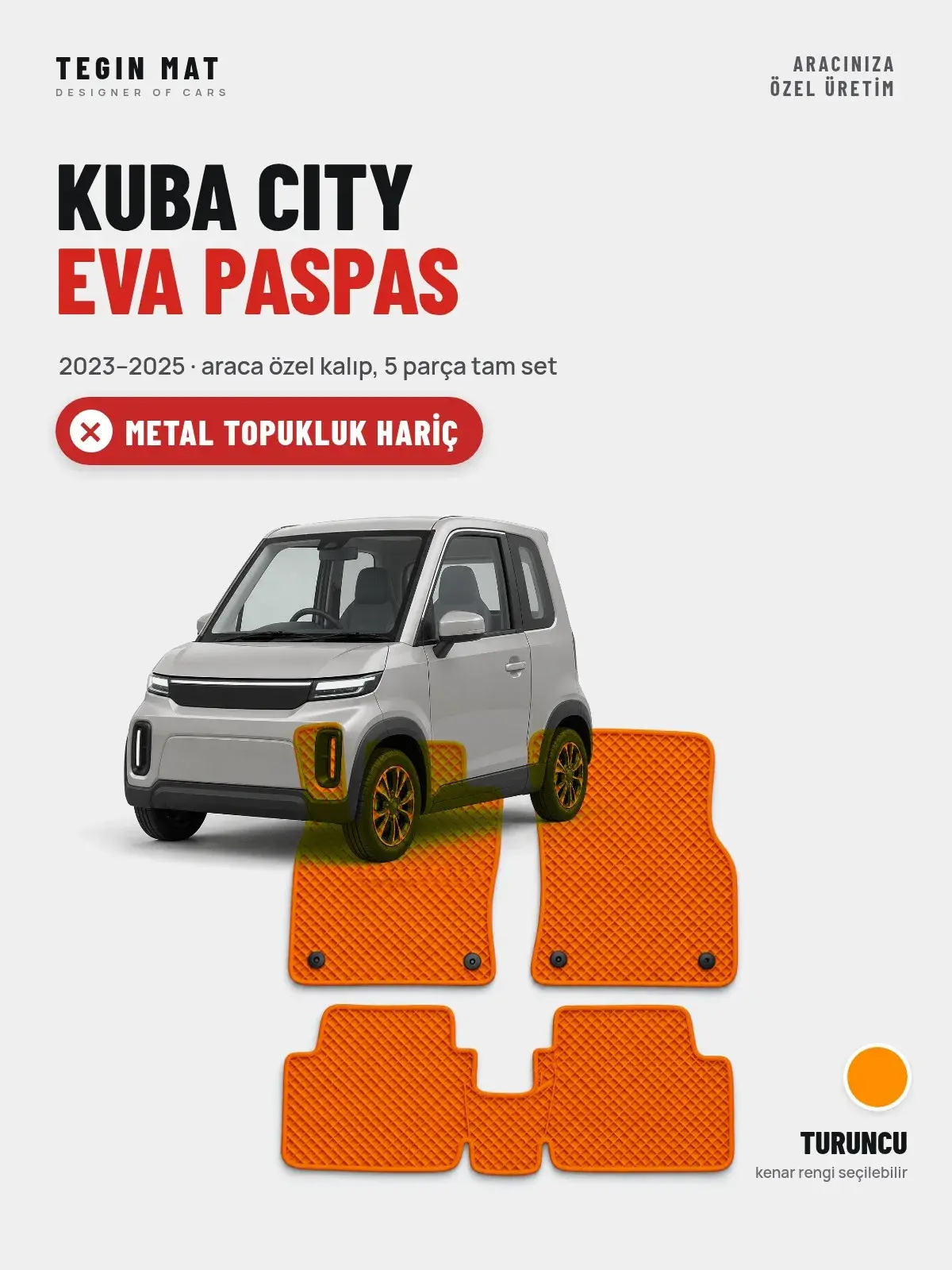 Kuba City EVA Oto Paspas Tam Set (2023–2025) Turuncu – Metal Topukluk Hariç (1)