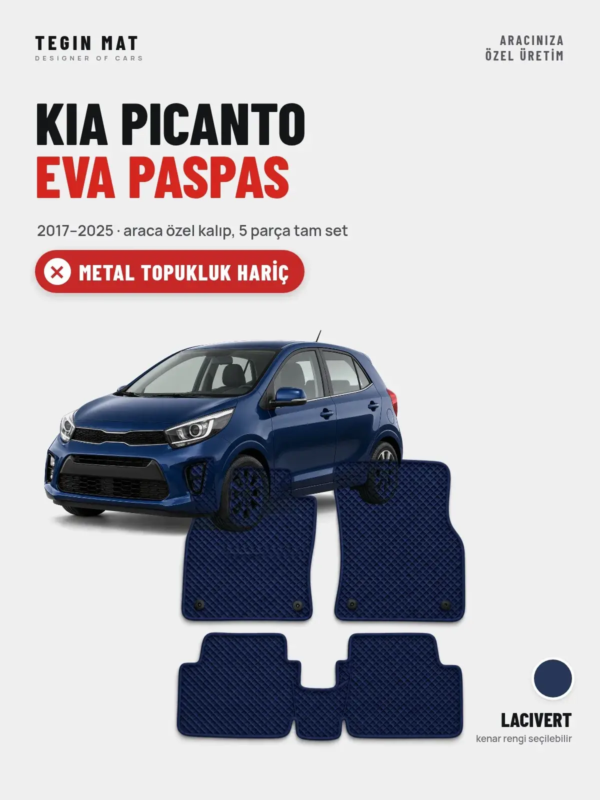 Kia Picanto EVA Oto Paspas Tam Set (2017–2025) Lacivert – Metal Topukluk Hariç (1)