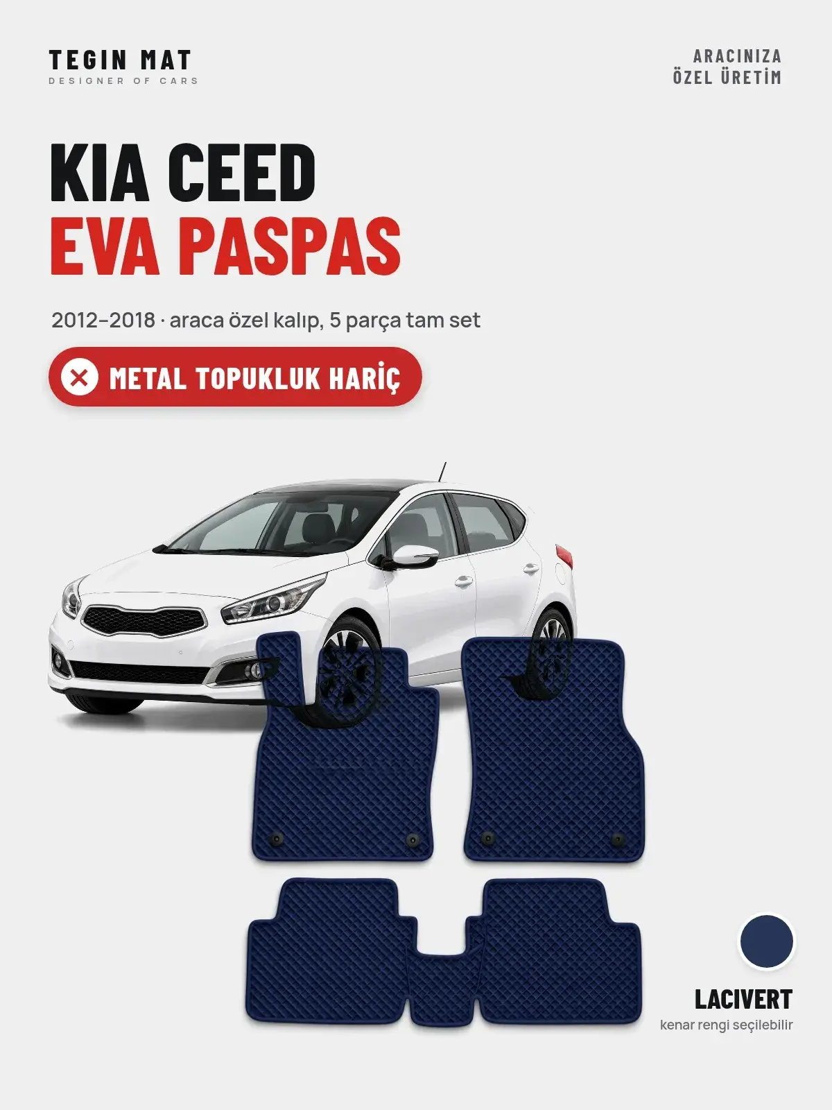 Kia Ceed EVA Oto Paspas Tam Set (2012–2018) Lacivert – Metal Topukluk Hariç (1)