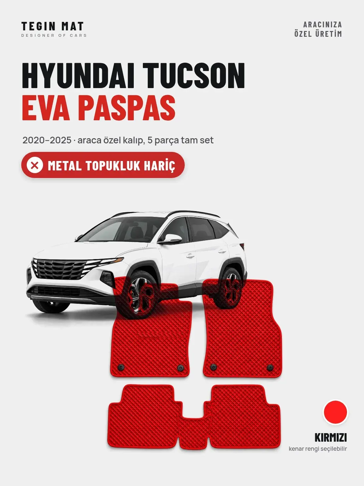 Hyundai Tucson EVA Oto Paspas Tam Set (2020–2025) Kırmızı – Metal Topukluk Hariç (1)