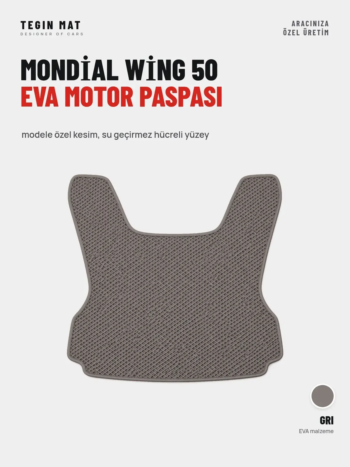 Mondi̇al Wi̇ng 50 EVA Motor Paspası Gri – Modele Özel Kesim (1)