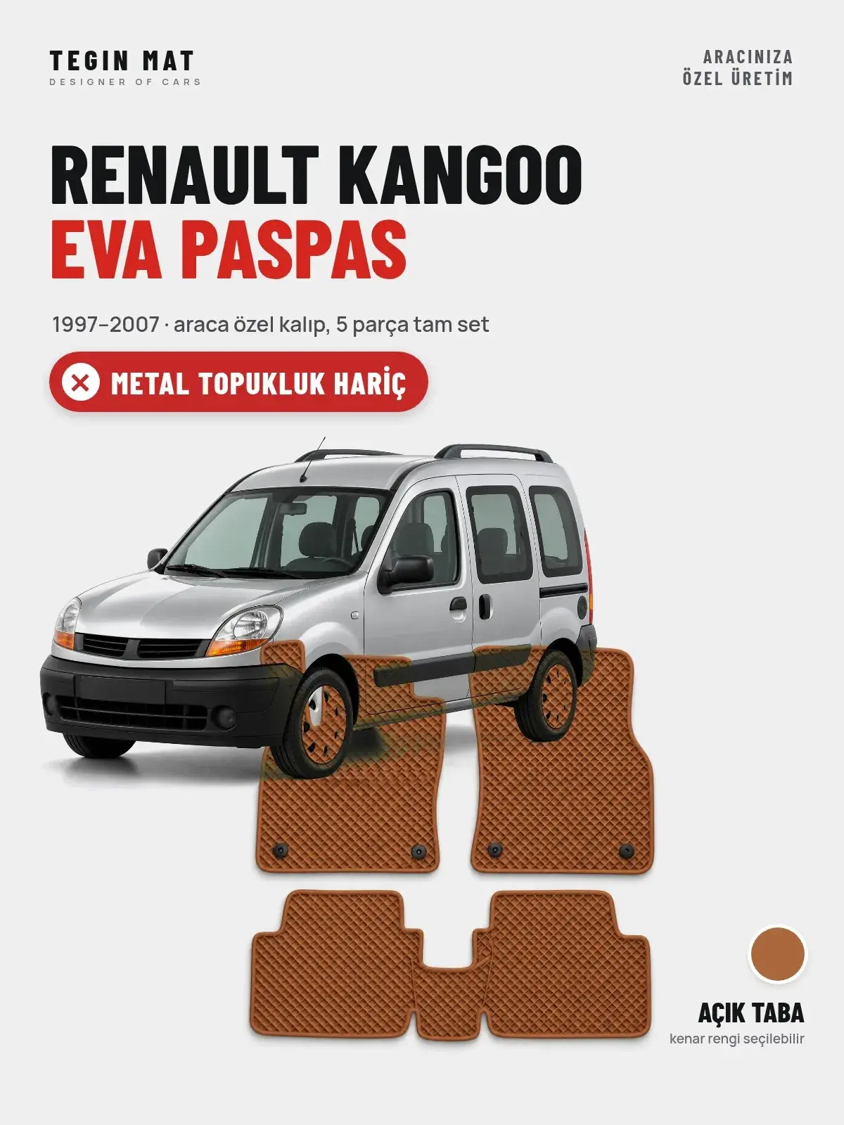Renault Kangoo EVA Oto Paspas Tam Set (1997–2007) Açık Taba – Metal Topukluk Hariç (1)