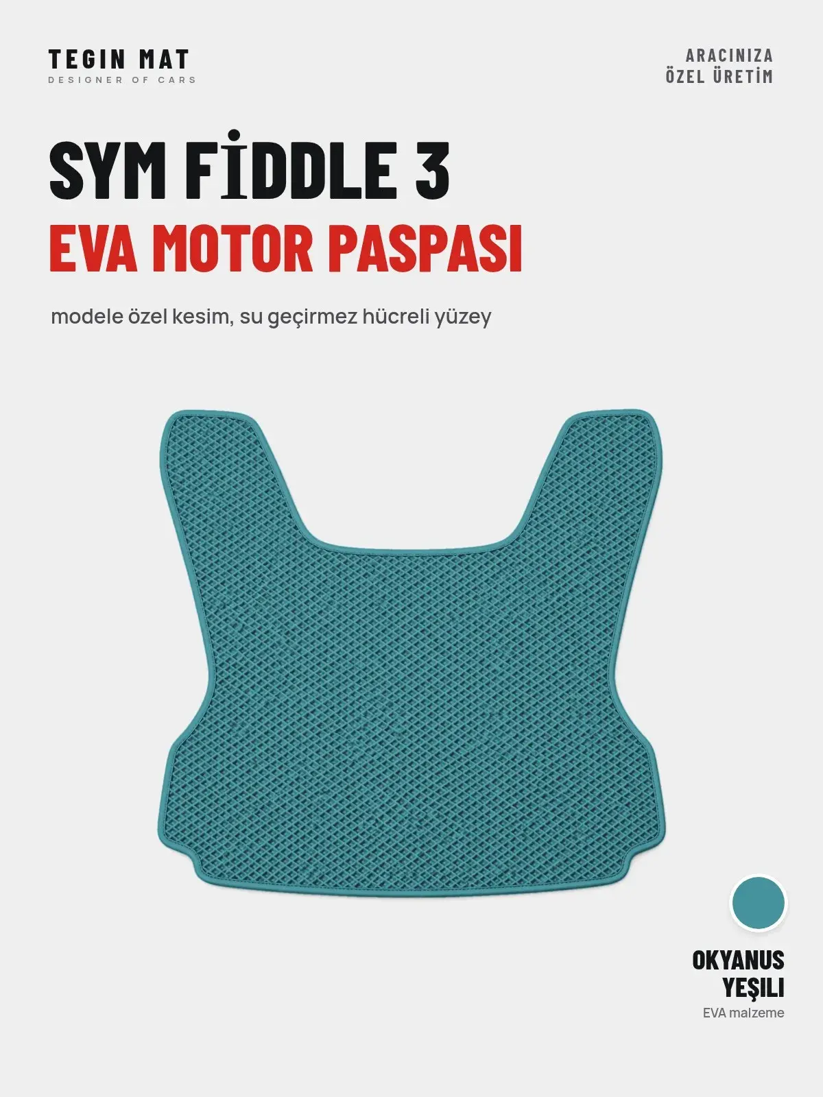 Sym Fi̇ddle 3 EVA Motor Paspası Okyanus Yeşili – Modele Özel Kesim (1)