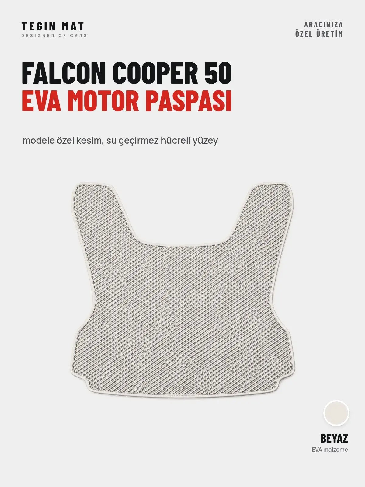 Falcon Cooper 50 EVA Motor Paspası Beyaz – Modele Özel Kesim (1)