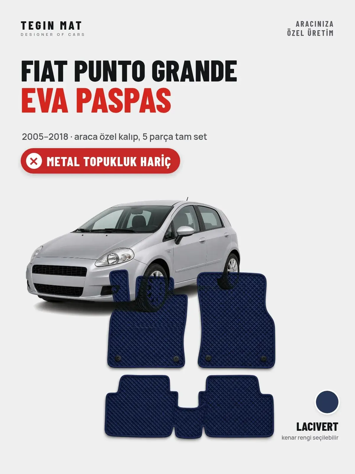 Fiat Punto Grande EVA Oto Paspas Tam Set (2005–2018) Lacivert – Metal Topukluk Hariç (1)