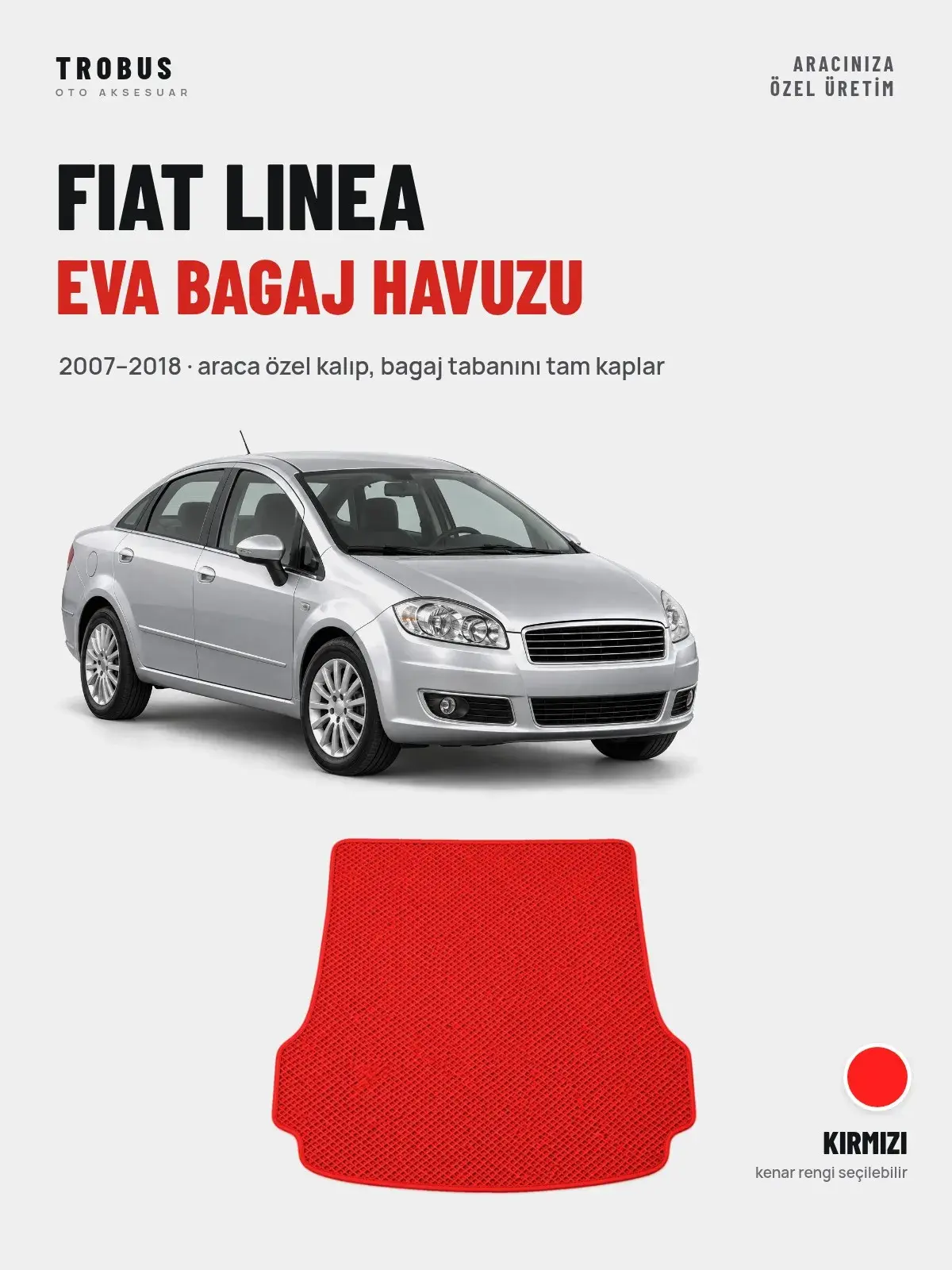 Fiat Linea EVA Bagaj Havuzu (2007–2018) Kırmızı – Araca Özel Kalıp (1)