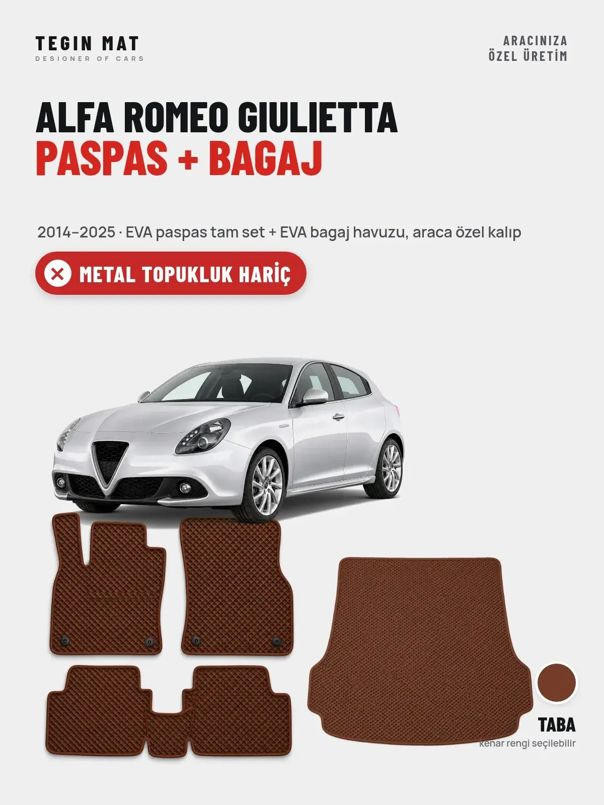 Alfa Romeo Giulietta EVA Paspas + Bagaj Havuzu Seti (2014–2025) Taba – Metal Topukluk Hariç (1)