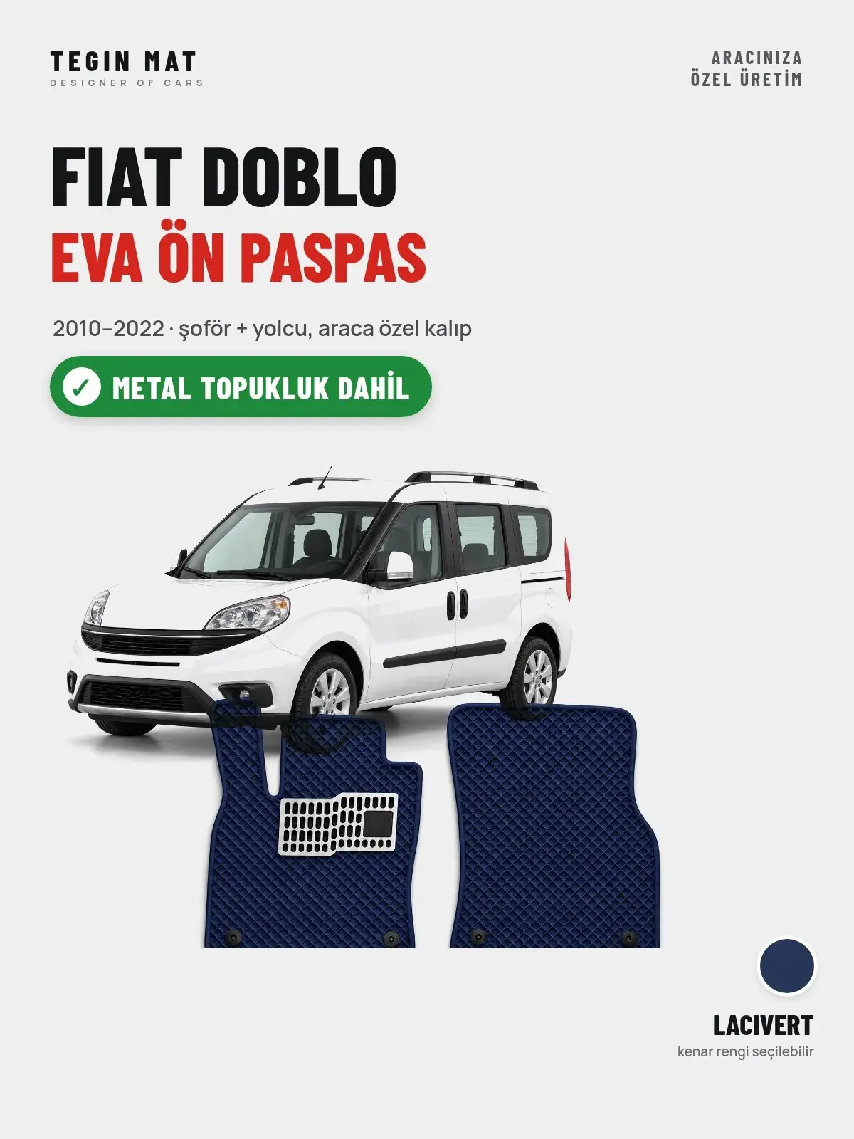 Fiat Doblo EVA Ön Paspas (2010–2022) Lacivert – Metal Topukluk Dahil (1)