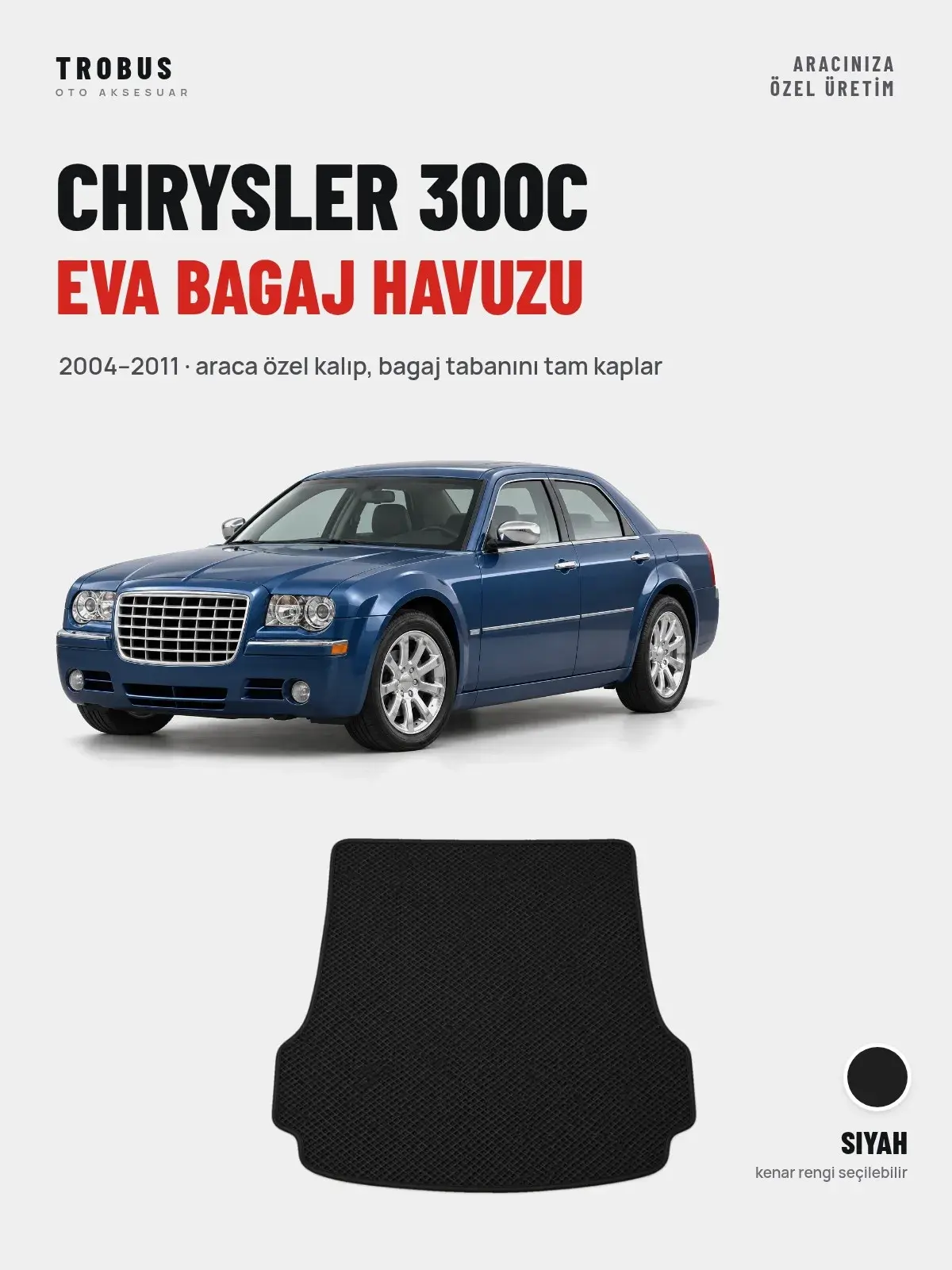 Chrysler 300C EVA Bagaj Havuzu (2004–2011) Siyah – Araca Özel Kalıp (1)