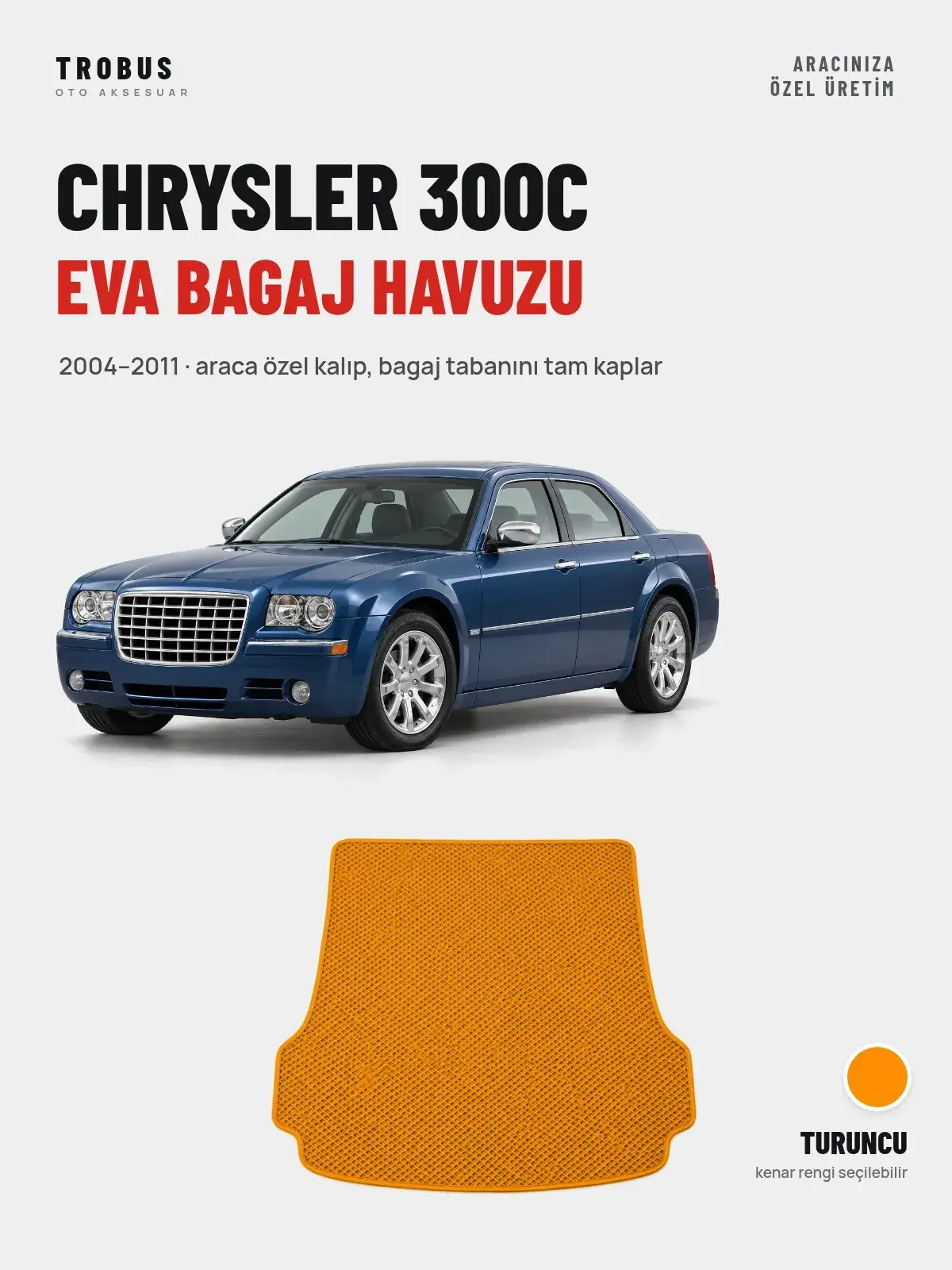 Chrysler 300C EVA Bagaj Havuzu (2004–2011) Turuncu – Araca Özel Kalıp (1)