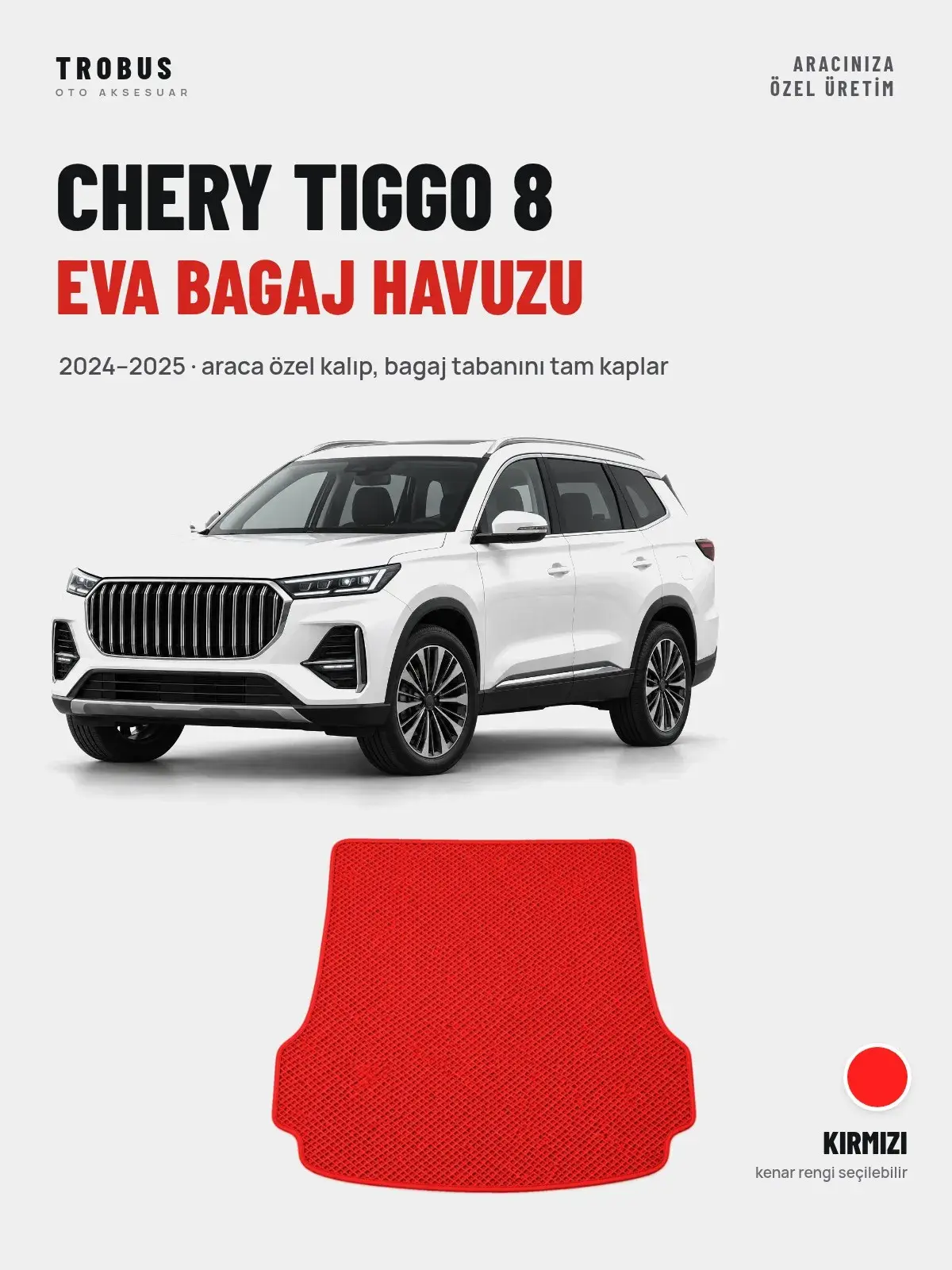 Chery Tiggo 8 EVA Bagaj Havuzu (2024–2025) Kırmızı – Araca Özel Kalıp (1)