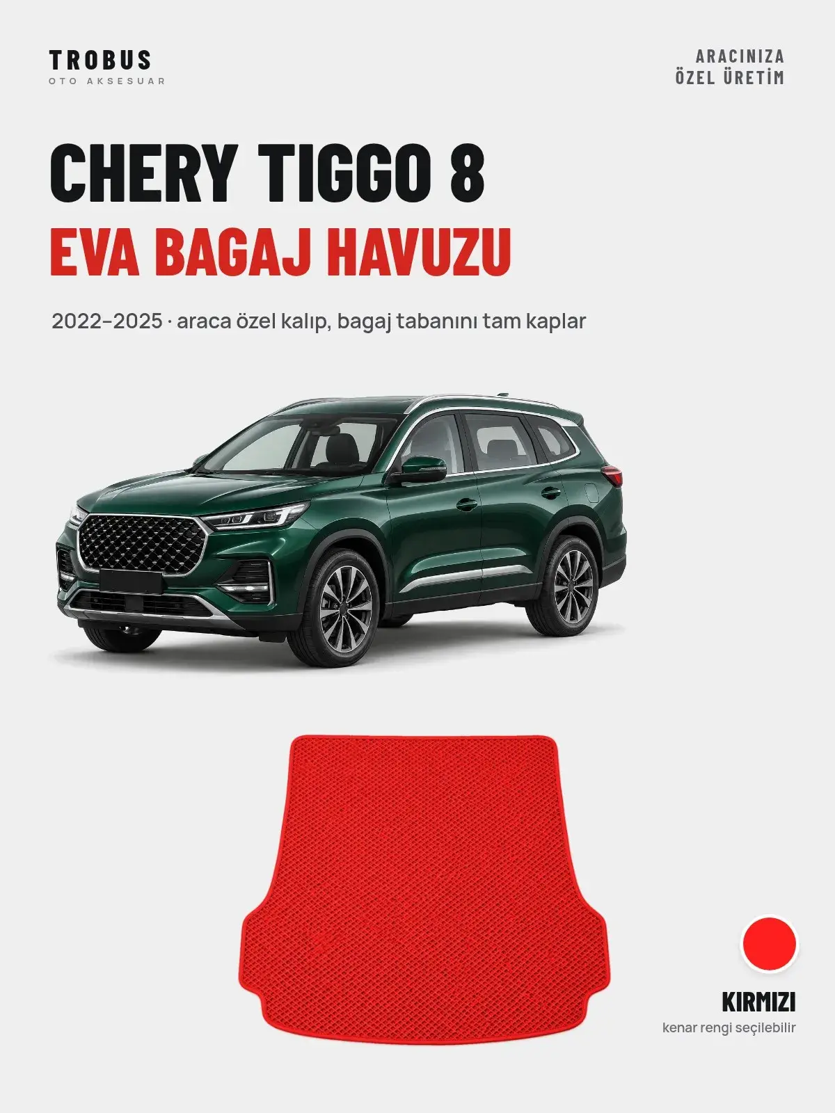 Chery Tiggo 8 EVA Bagaj Havuzu (2022–2025) Kırmızı – Araca Özel Kalıp (1)