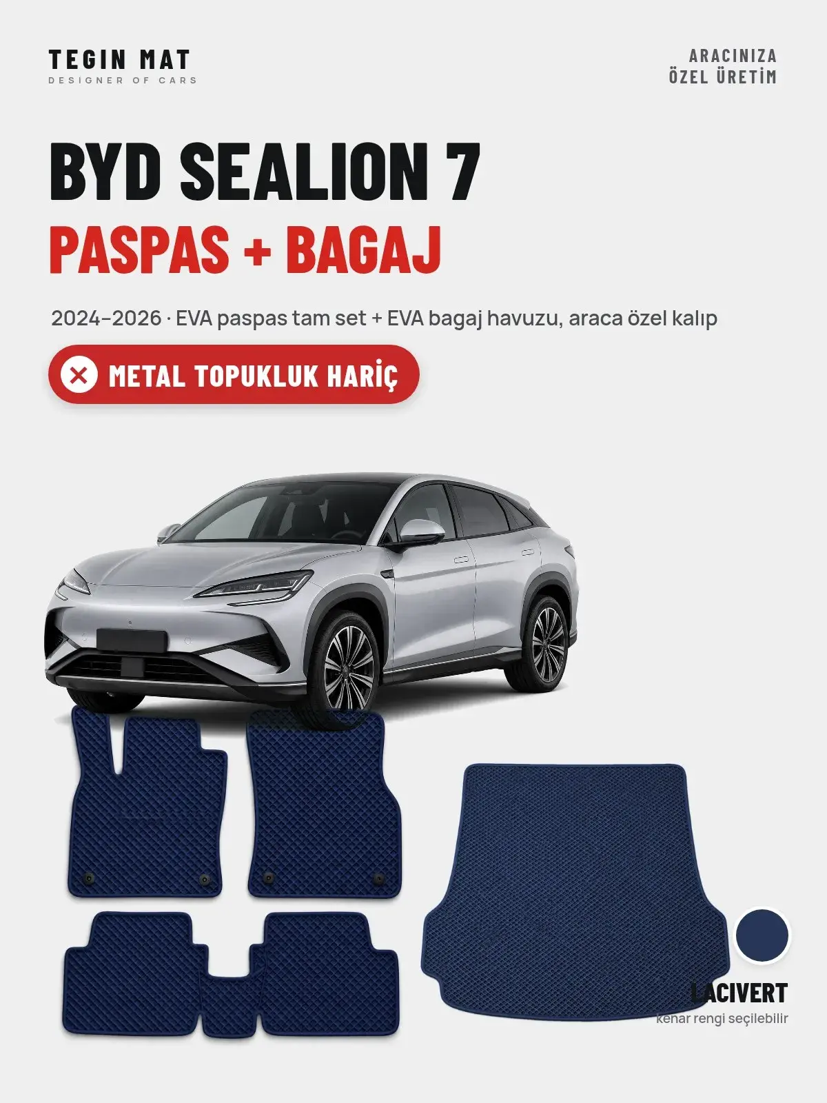 BYD Sealion 7 EVA Paspas + Bagaj Havuzu Seti (2024–2026) Lacivert – Metal Topukluk Hariç (1)