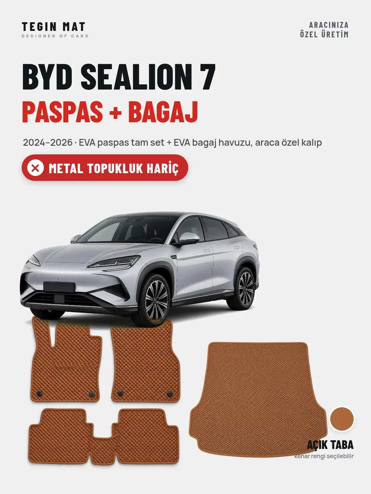 BYD Sealion 7 EVA Paspas + Bagaj Havuzu Seti (2024–2026) Açık Taba – Metal Topukluk Hariç (1)