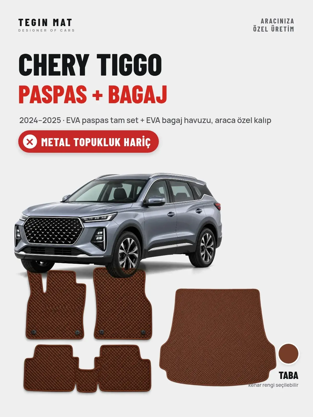 Chery Tiggo EVA Paspas + Bagaj Havuzu Seti (2024–2025) Taba – Metal Topukluk Hariç (1)