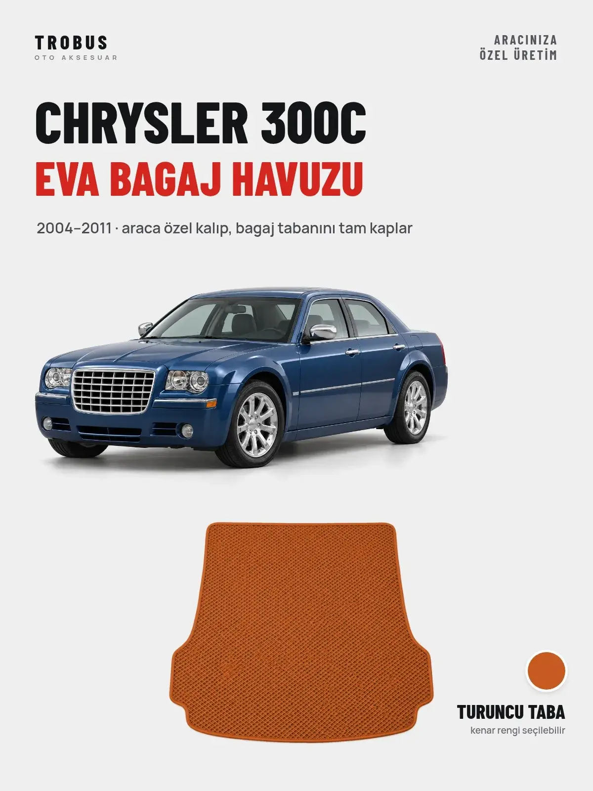 Chrysler 300C EVA Bagaj Havuzu (2004–2011) Turuncu Taba – Araca Özel Kalıp (1)
