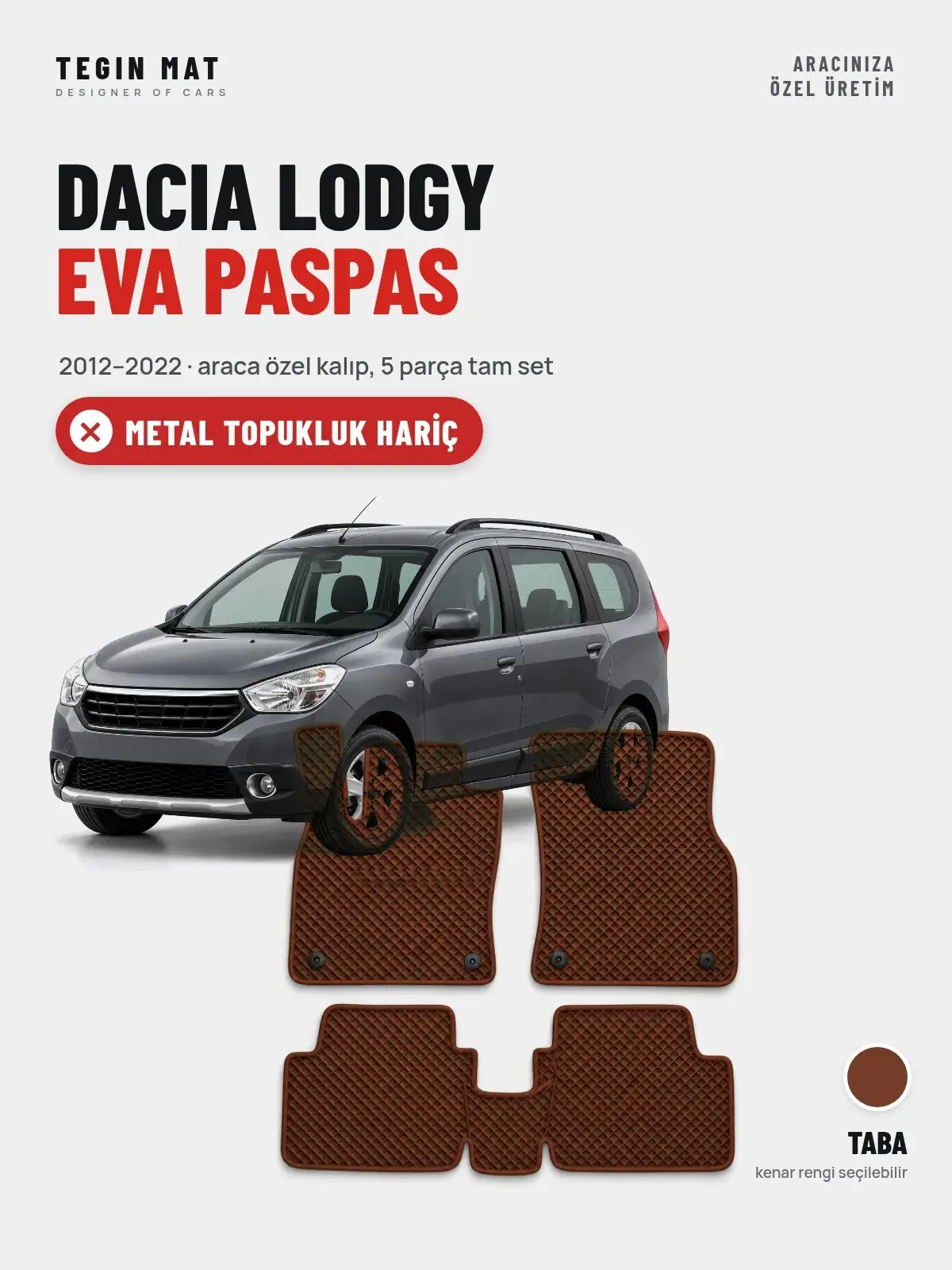 Dacia Lodgy EVA Oto Paspas Tam Set (2012–2022) Taba – Metal Topukluk Hariç (1)