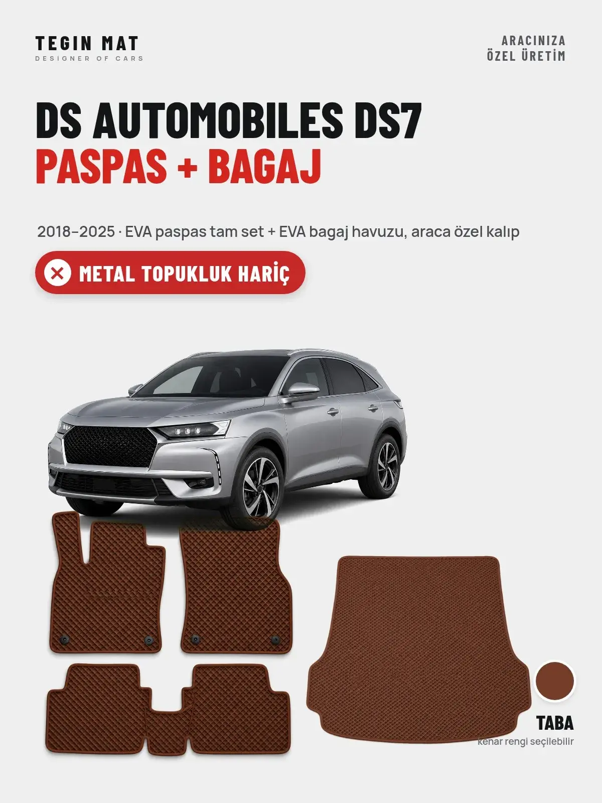 DS Automobiles DS7 EVA Paspas + Bagaj Havuzu Seti (2018–2025) Taba – Metal Topukluk Hariç (1)