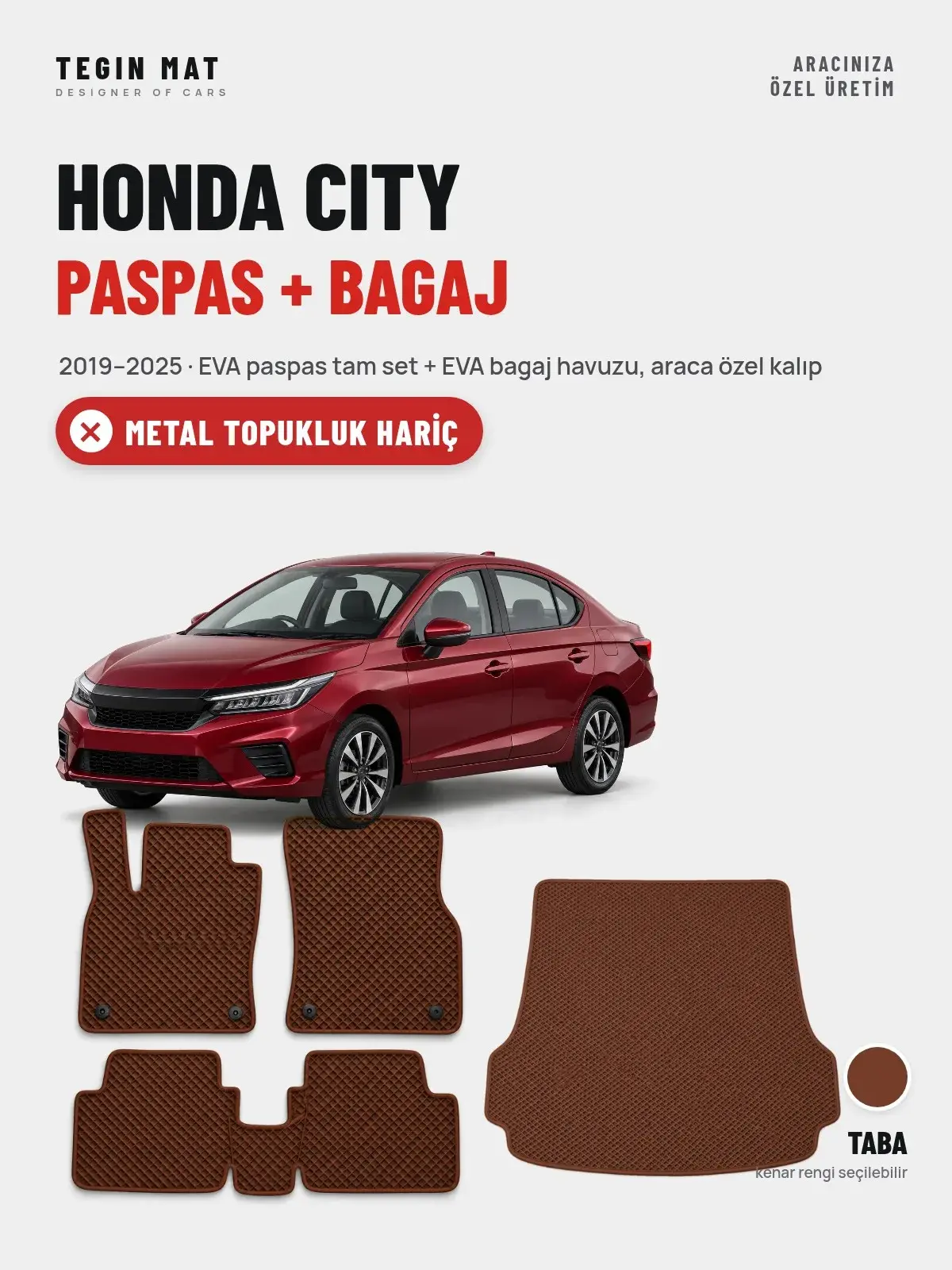 Honda City EVA Paspas + Bagaj Havuzu Seti (2019–2025) Taba – Metal Topukluk Hariç (1)