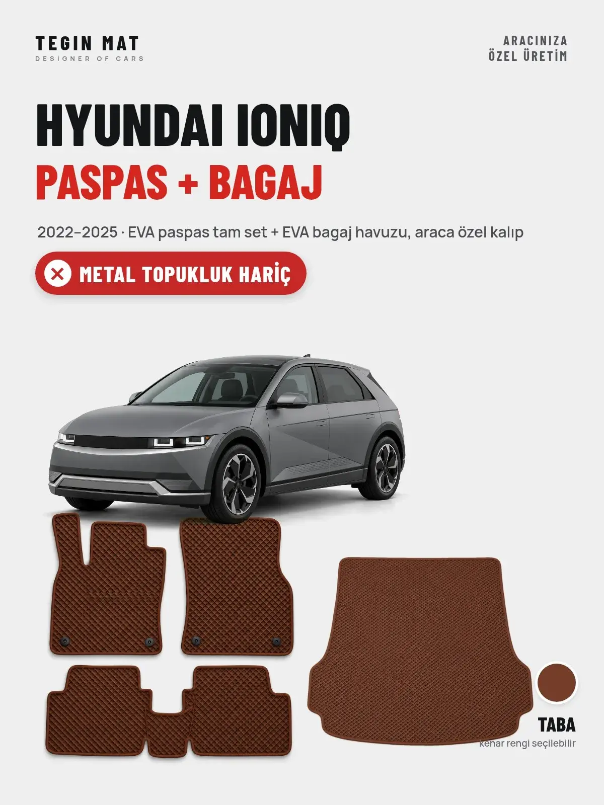 Hyundai Ioniq EVA Paspas + Bagaj Havuzu Seti (2022–2025) Taba – Metal Topukluk Hariç (1)