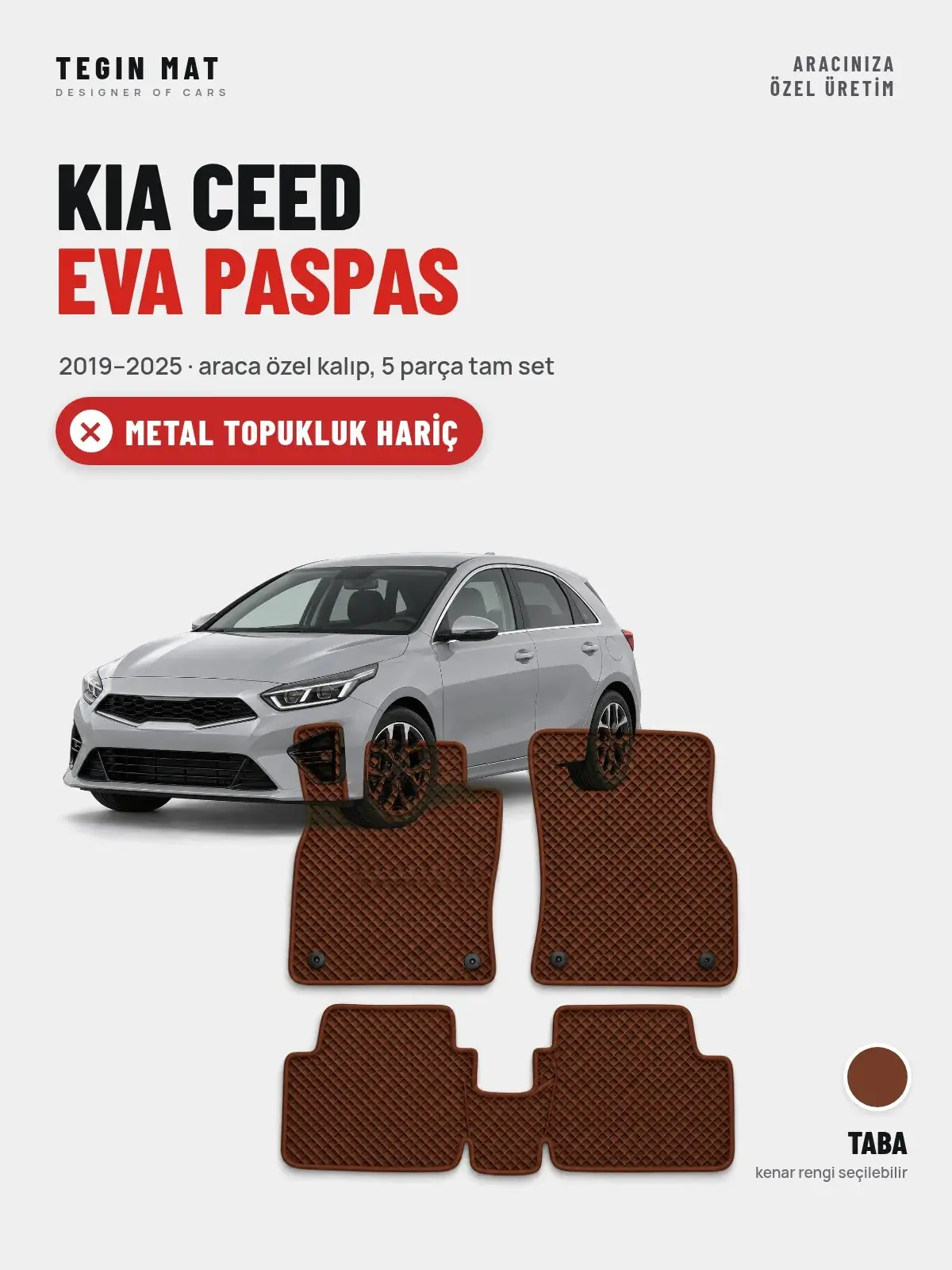 Kia Ceed EVA Oto Paspas Tam Set (2019–2025) Taba – Metal Topukluk Hariç (1)