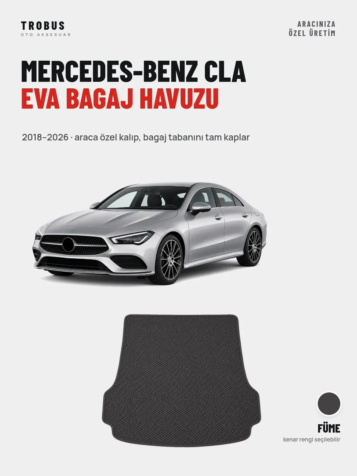 Mercedes-Benz CLA EVA Bagaj Havuzu (2018–2026) Füme – Araca Özel Kalıp (1)