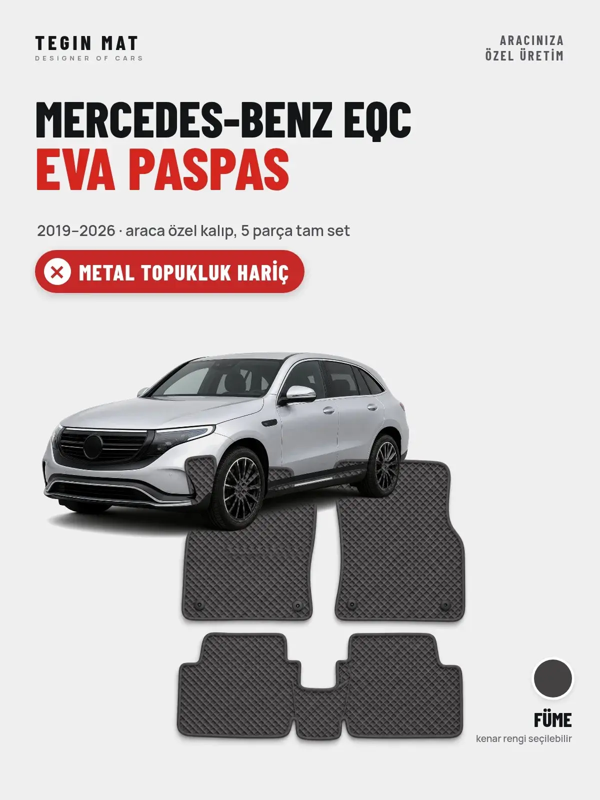 Mercedes-Benz EQC EVA Oto Paspas Tam Set (2019–2026) Füme – Metal Topukluk Hariç (1)