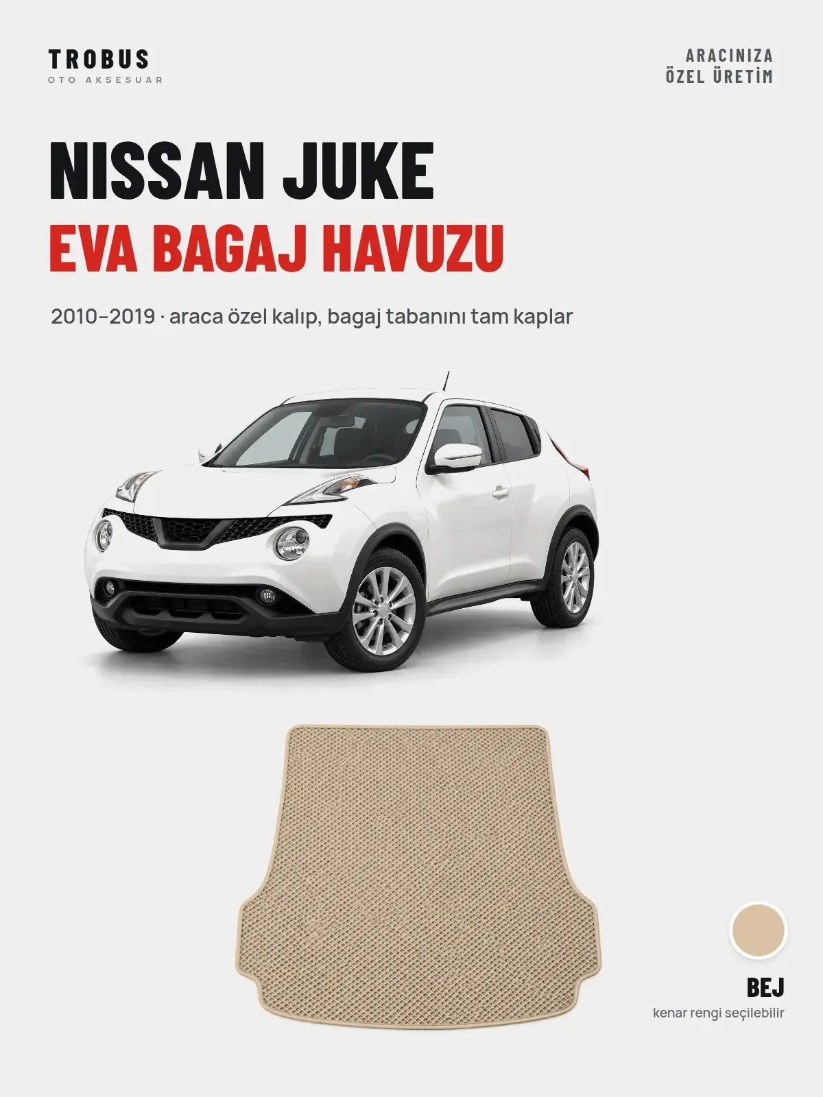 Nissan Juke EVA Bagaj Havuzu (2010–2019) Bej – Araca Özel Kalıp (1)