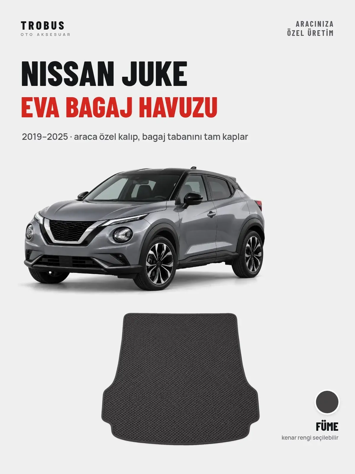 Nissan Juke EVA Bagaj Havuzu (2019–2025) Füme – Araca Özel Kalıp (1)