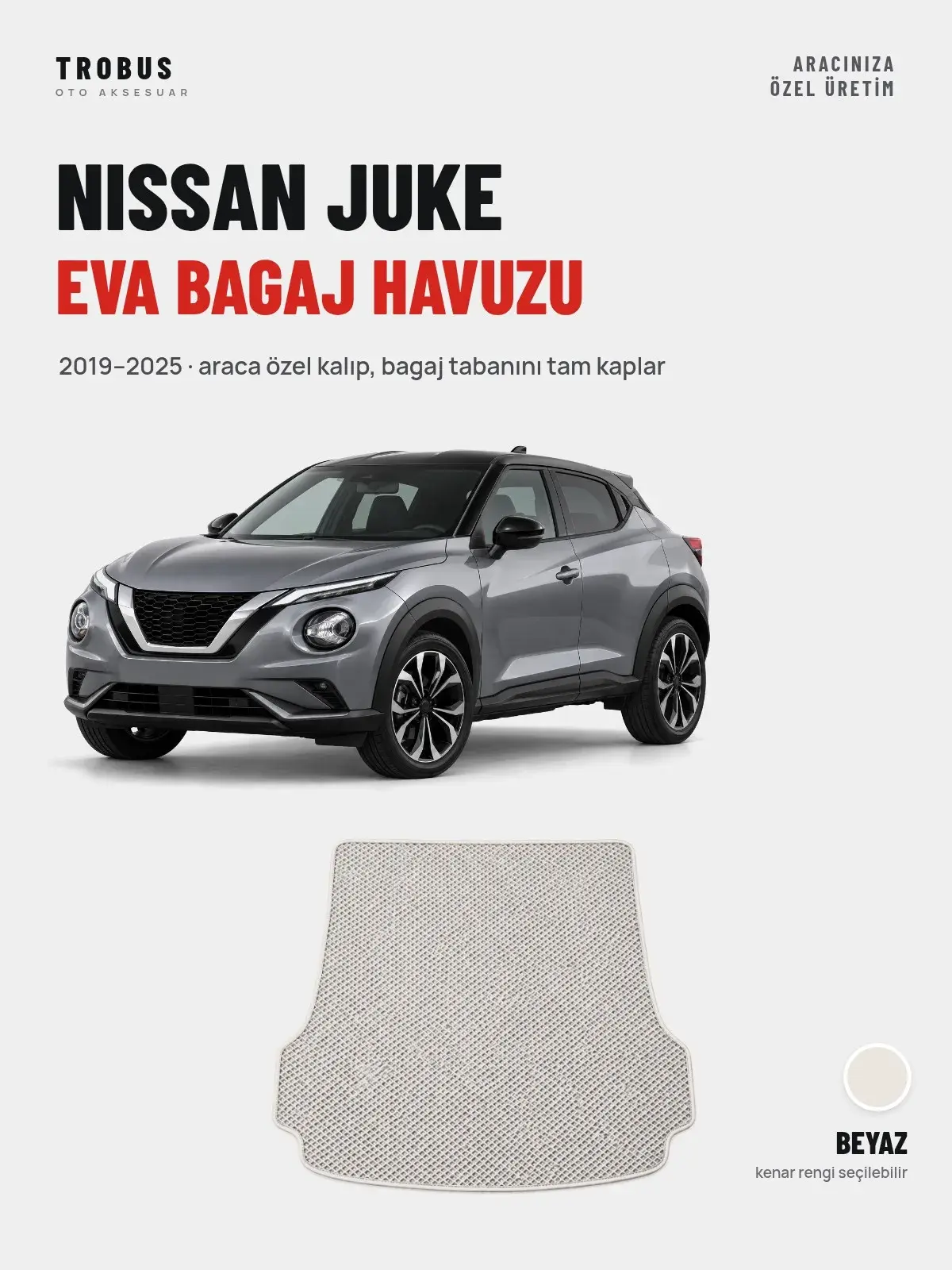 Nissan Juke EVA Bagaj Havuzu (2019–2025) Beyaz – Araca Özel Kalıp (1)