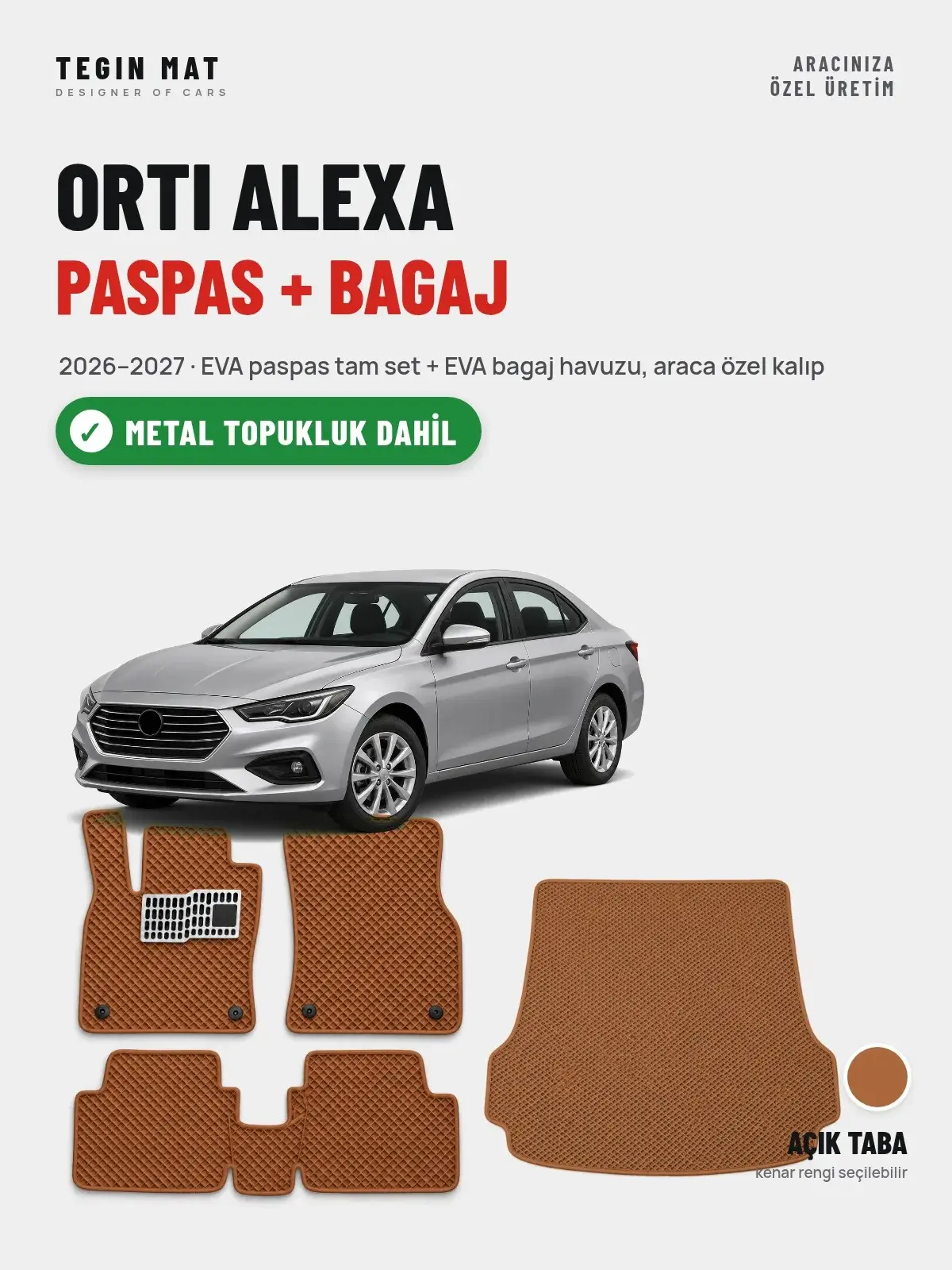 ORTI Alexa EVA Paspas + Bagaj Havuzu Seti (2026–2027) Açık Taba – Metal Topukluk Dahil (1)