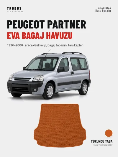 Peugeot Partner EVA Bagaj Havuzu (1996–2008) Turuncu Taba – Araca Özel Kalıp