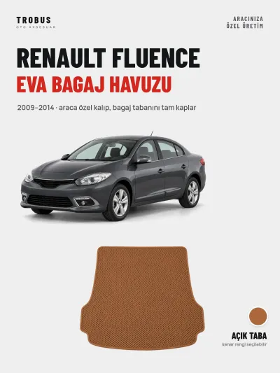 Renault Fluence EVA Bagaj Havuzu (2009–2014) Açık Taba – Araca Özel Kalıp