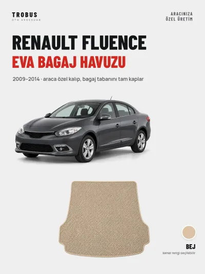 Renault Fluence EVA Bagaj Havuzu (2009–2014) Bej – Araca Özel Kalıp