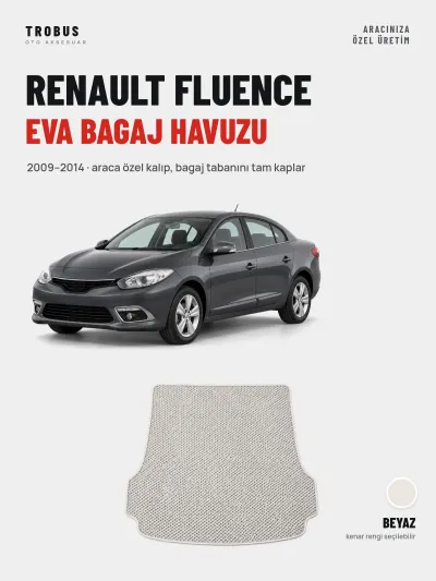 Renault Fluence EVA Bagaj Havuzu (2009–2014) Beyaz – Araca Özel Kalıp