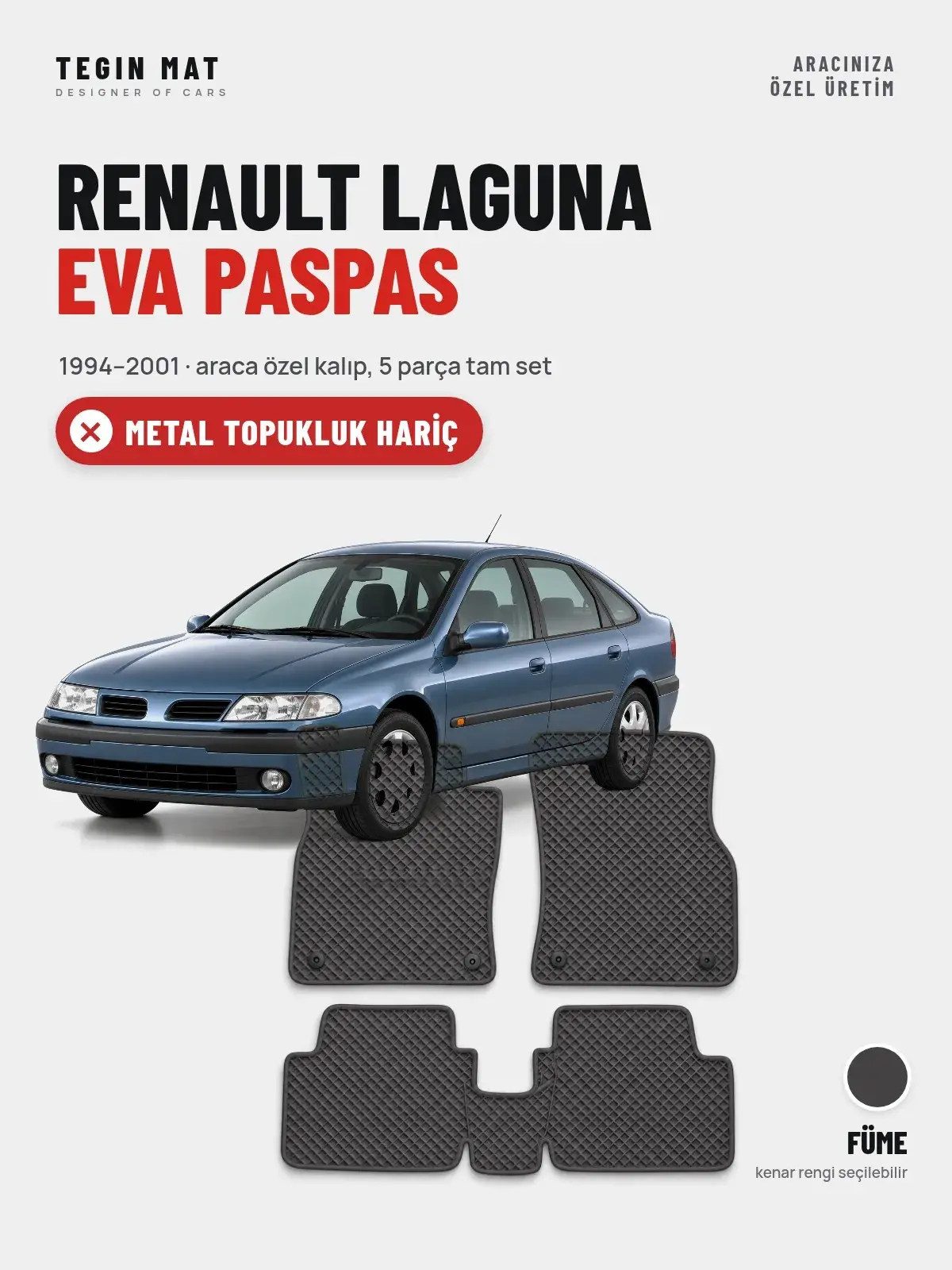 Renault Laguna EVA Oto Paspas Tam Set (1994–2001) Füme – Metal Topukluk Hariç (1)