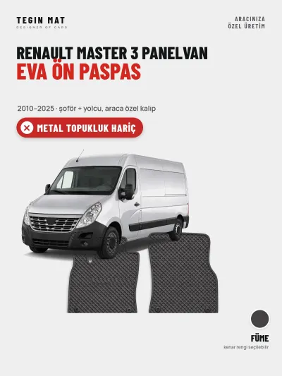 Renault Master 3 Panelvan EVA Ön Paspas (2010–2025) Füme – Metal Topukluk Hariç