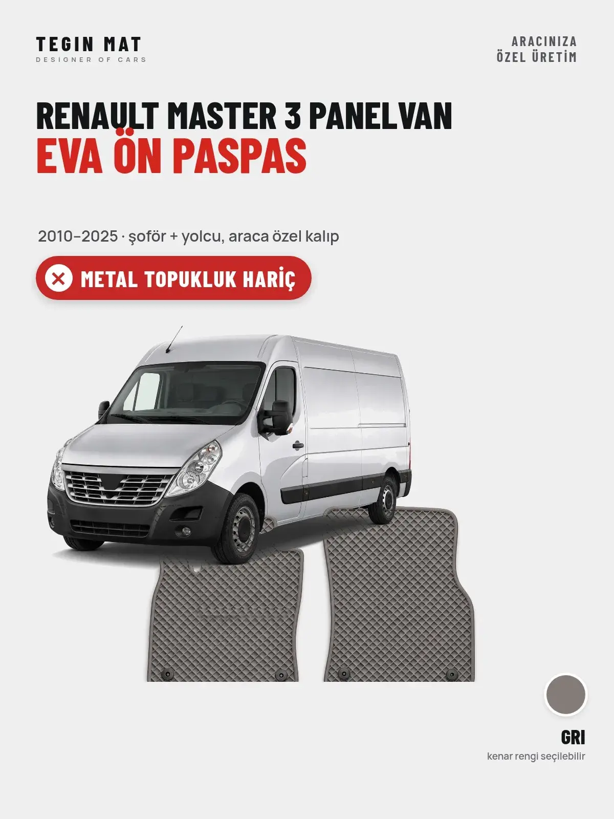 Renault Master 3 Panelvan EVA Ön Paspas (2010–2025) Gri – Metal Topukluk Hariç (1)