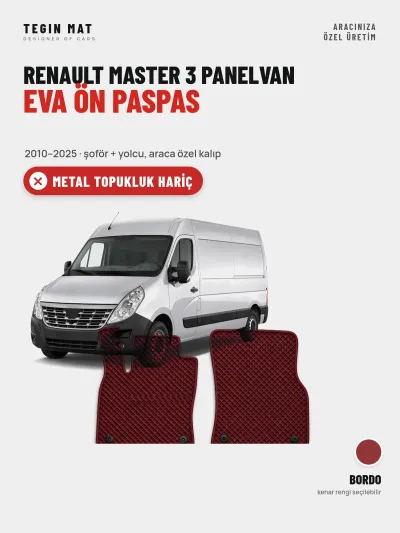 Renault Master 3 Panelvan EVA Ön Paspas (2010–2025) Bordo – Metal Topukluk Hariç