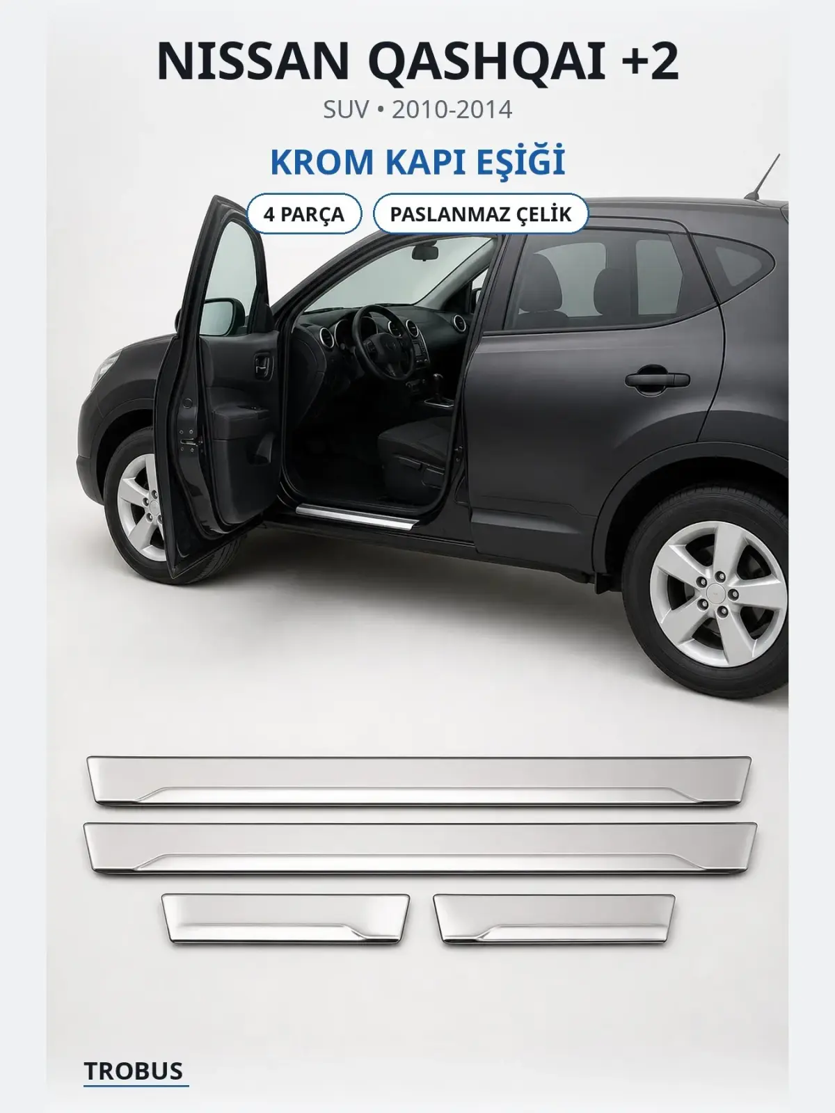 Nissan Qashqai +2 krom kapı eşiği 1