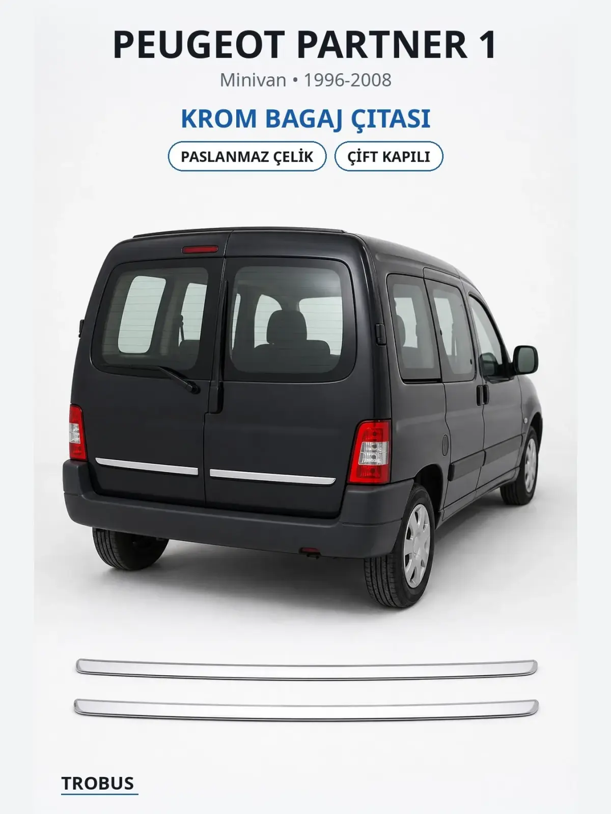 Peugeot Partner 1 krom bagaj çıtası 1