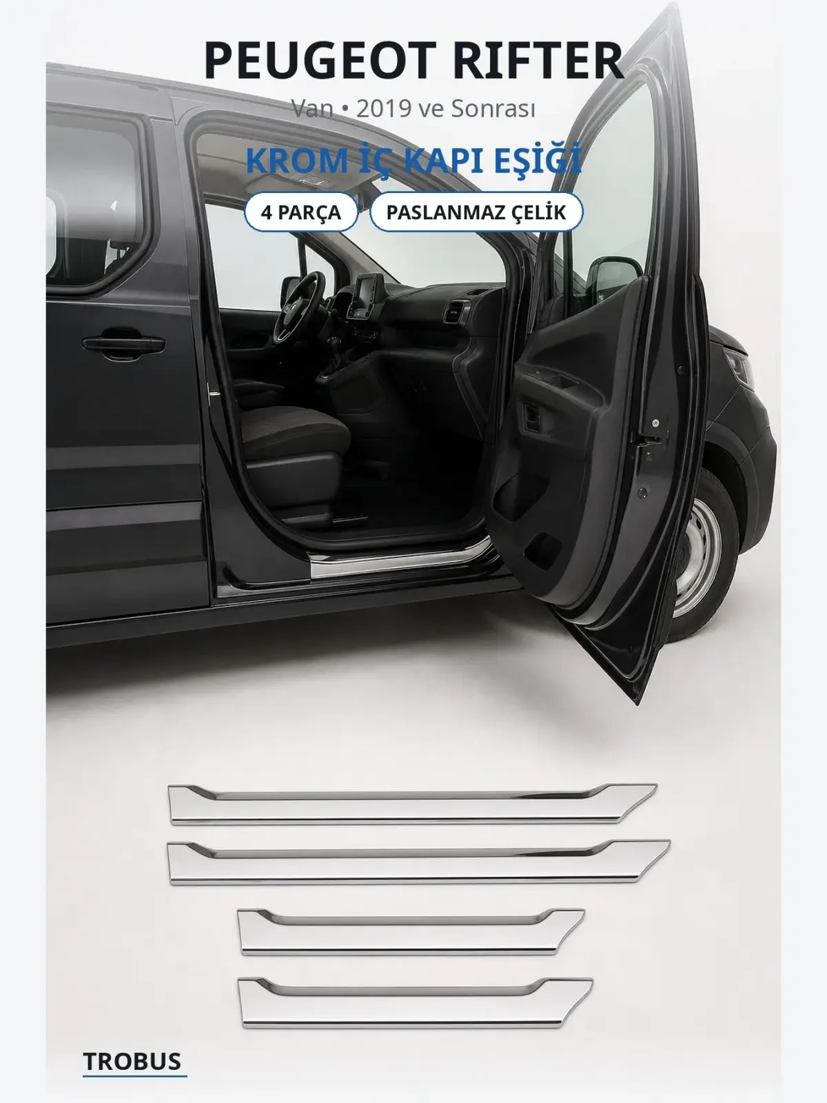 Peugeot Rifter krom i̇ç kapı eşiği 1