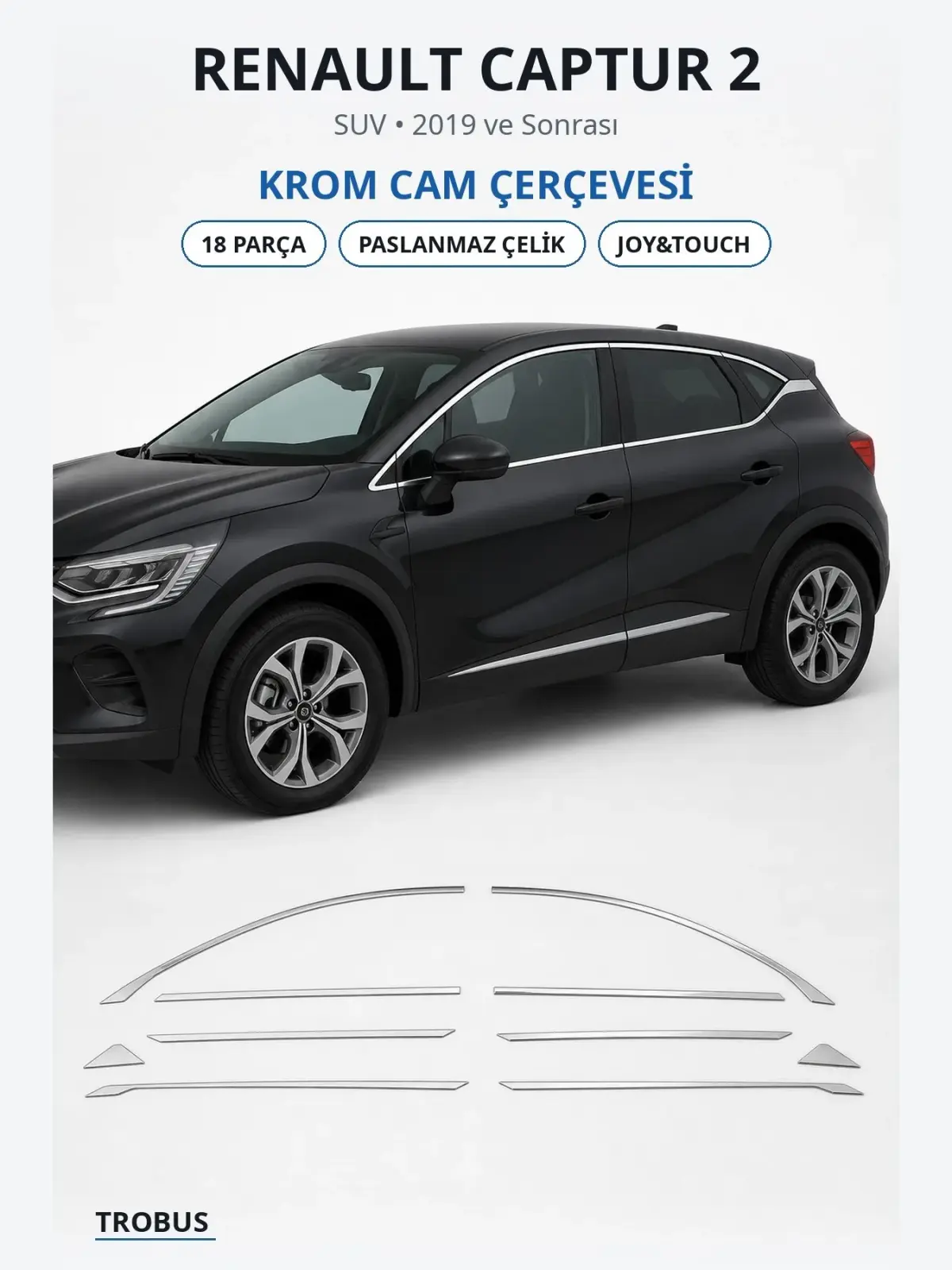 Renault Captur 2 krom cam çerçevesi 1