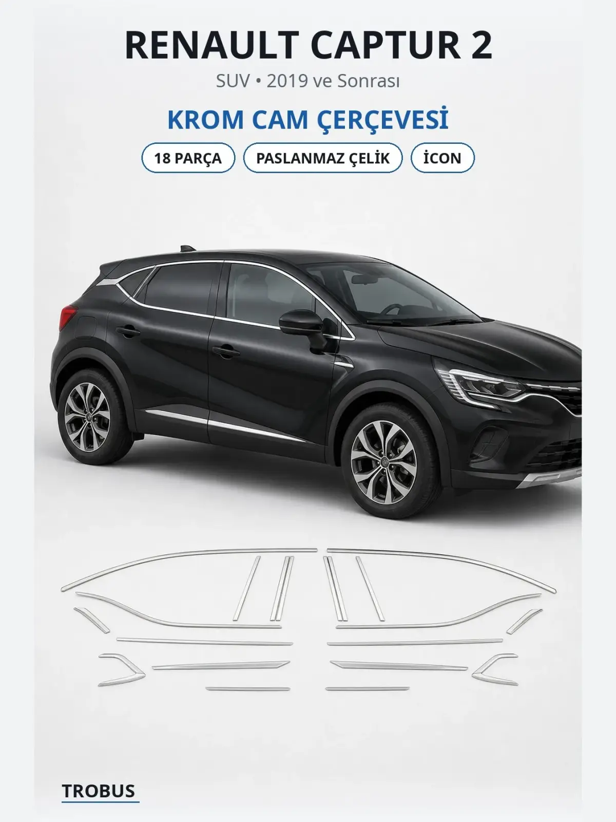 Renault Captur 2 krom cam çerçevesi 1