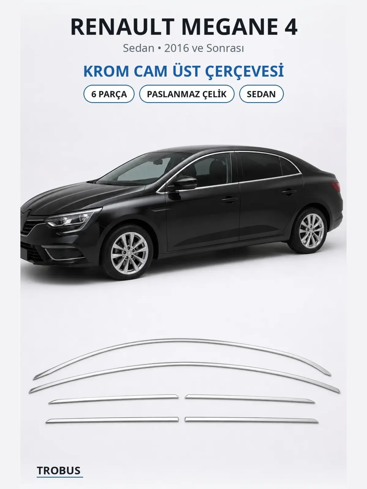 Renault Megane 4 krom cam üst çerçevesi 1
