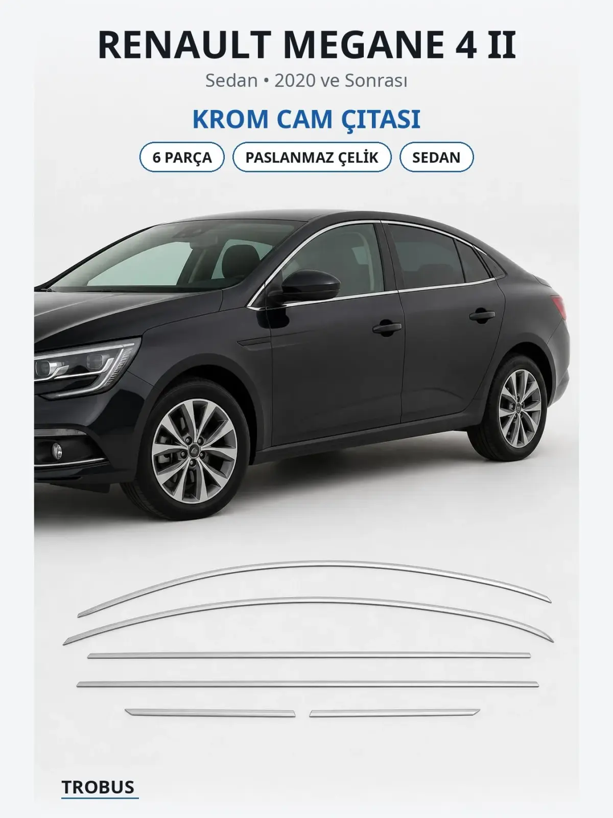 Renault Megane 4 II krom cam çıtası 1